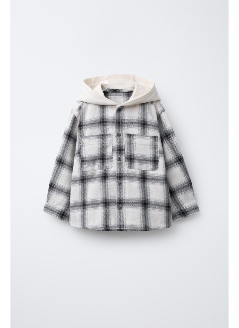 РУБАШКА В КЛЕТКУ С КАПЮШОНО...