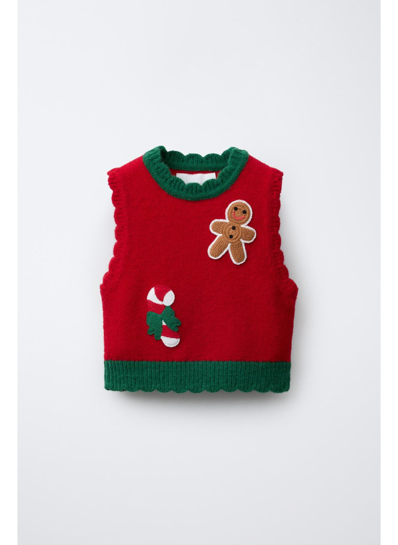 ВЯЗАНЫЙ ЖИЛЕТ С АППЛИКАЦИЯ�...