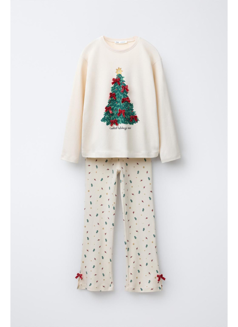 Пижама с принтом деревьев н...