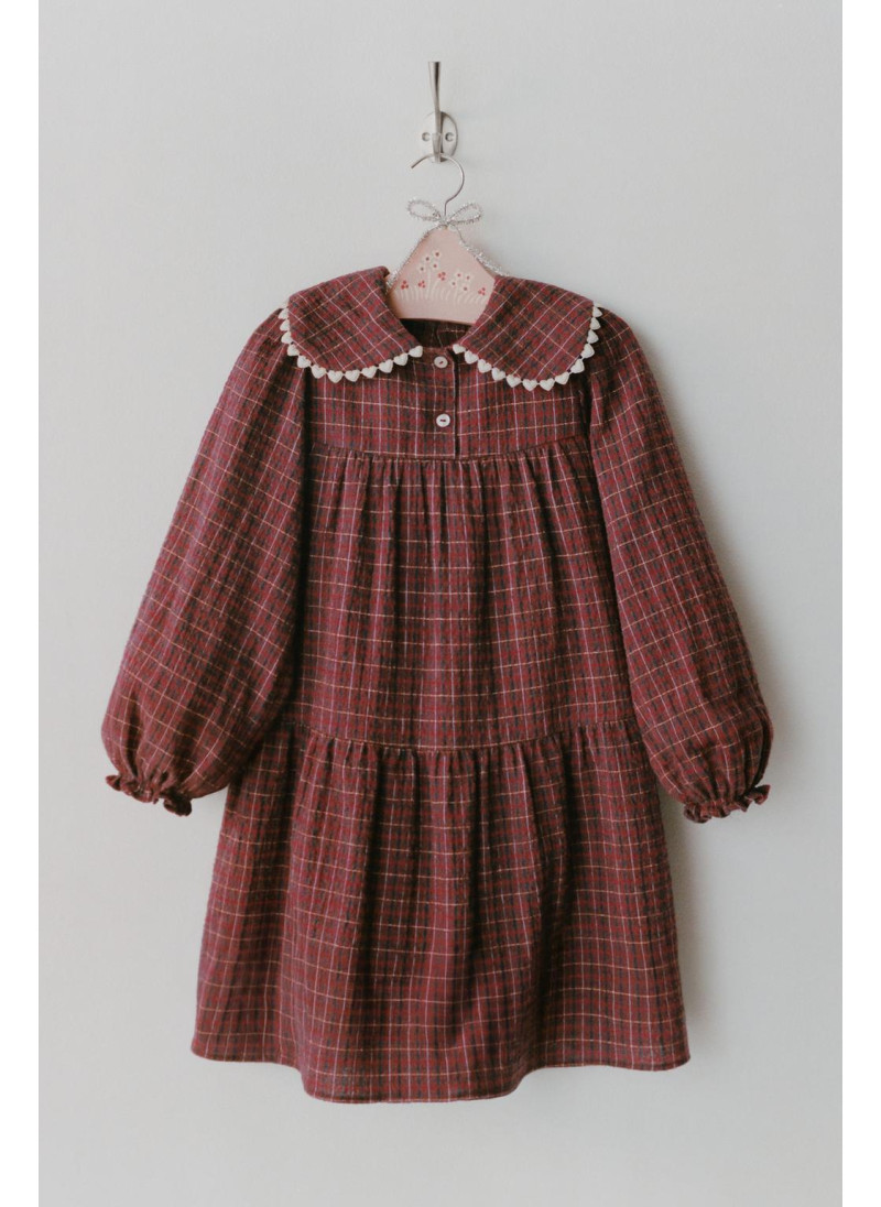 ПЛАТЬЕ В КЛЕТКУ С КРУЖЕВНЫМ...