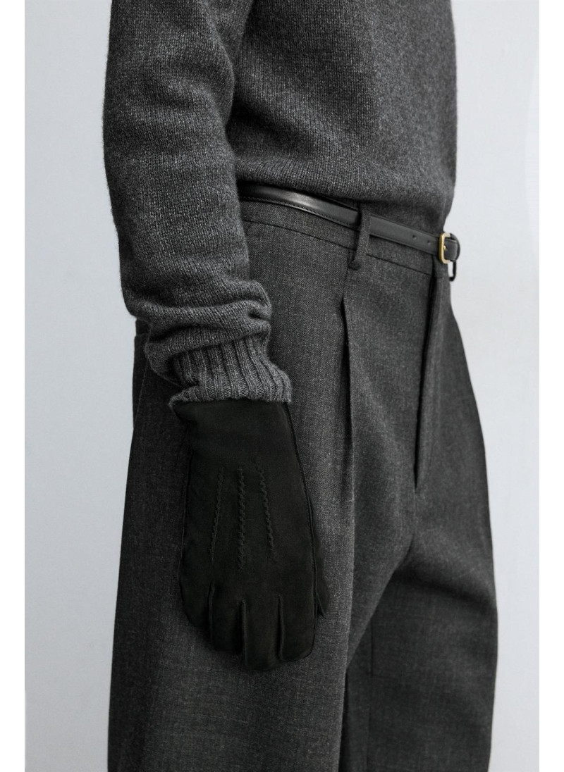 Кожаные перчатки с контрас�...