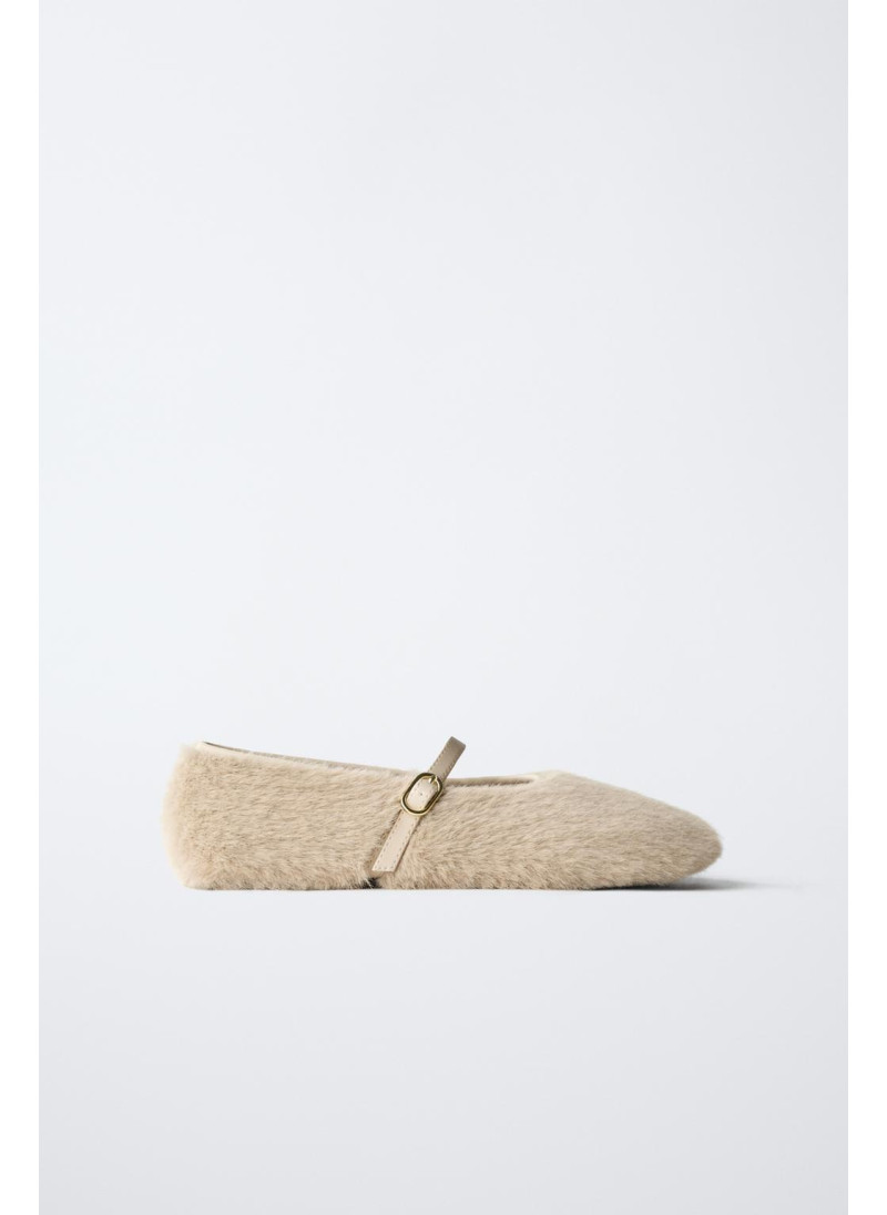 БАЛЕТКИ С ИСКУССТВЕННЫМ МЕХОМ