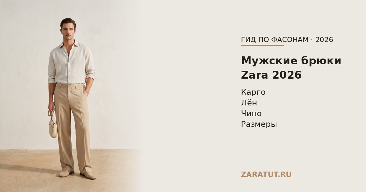 Мужские брюки Zara 2026: карго, льняные, классические — с размерами