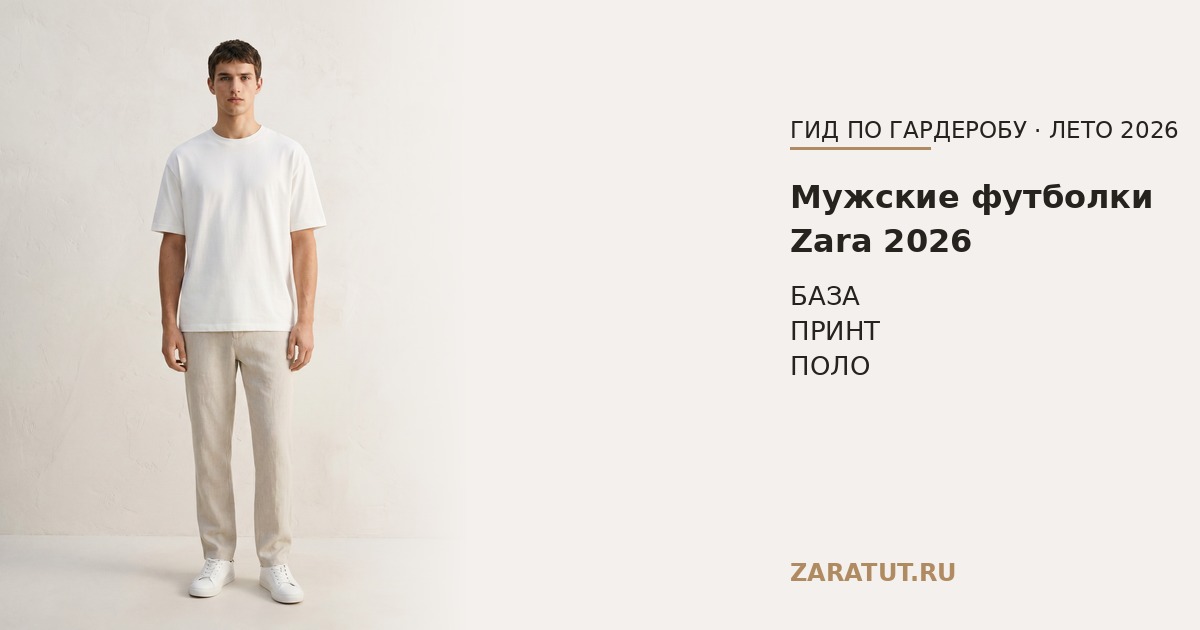 Мужские футболки Zara 2026: базовые, с принтом, поло