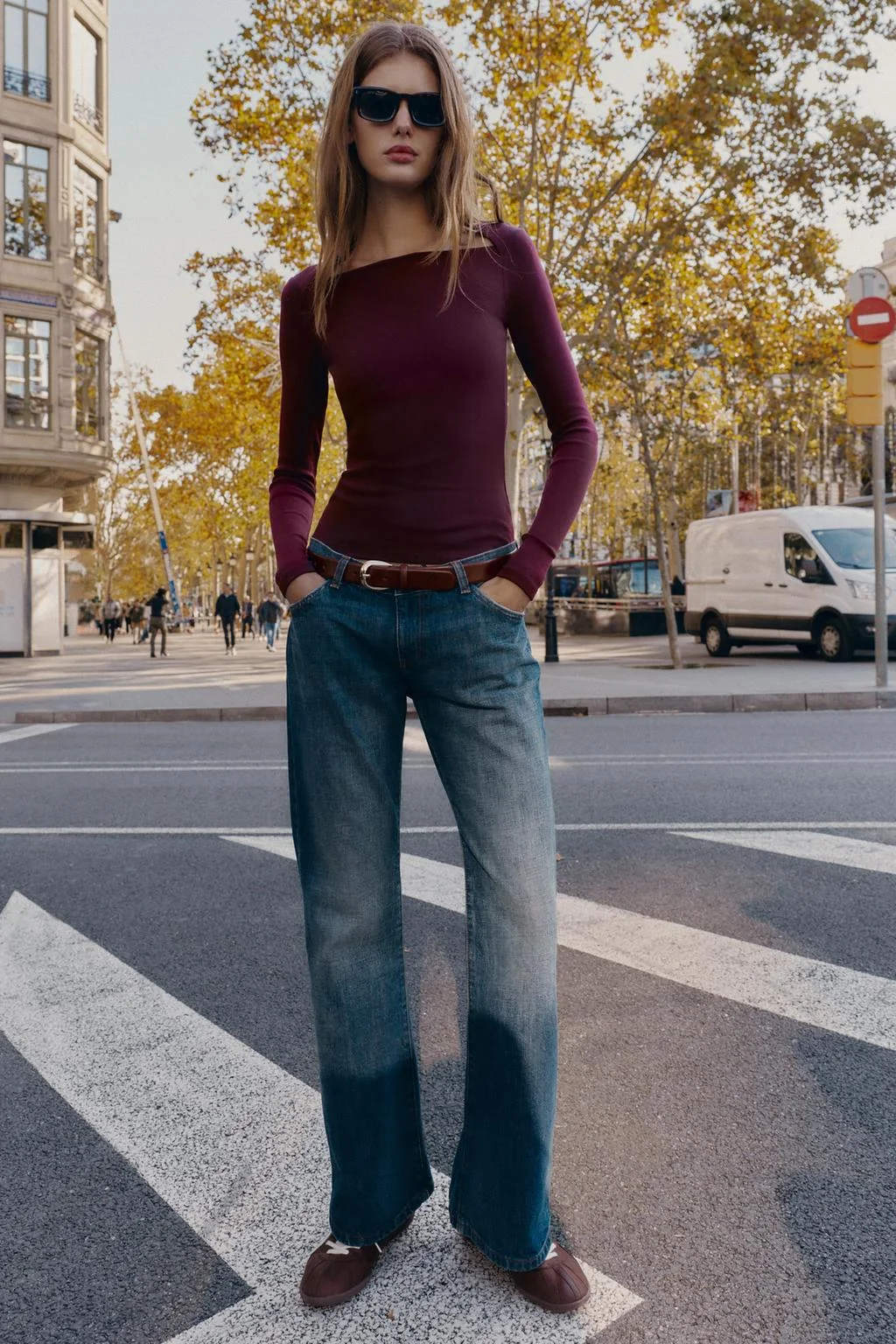 Рубчатая футболка с длинным рукавом