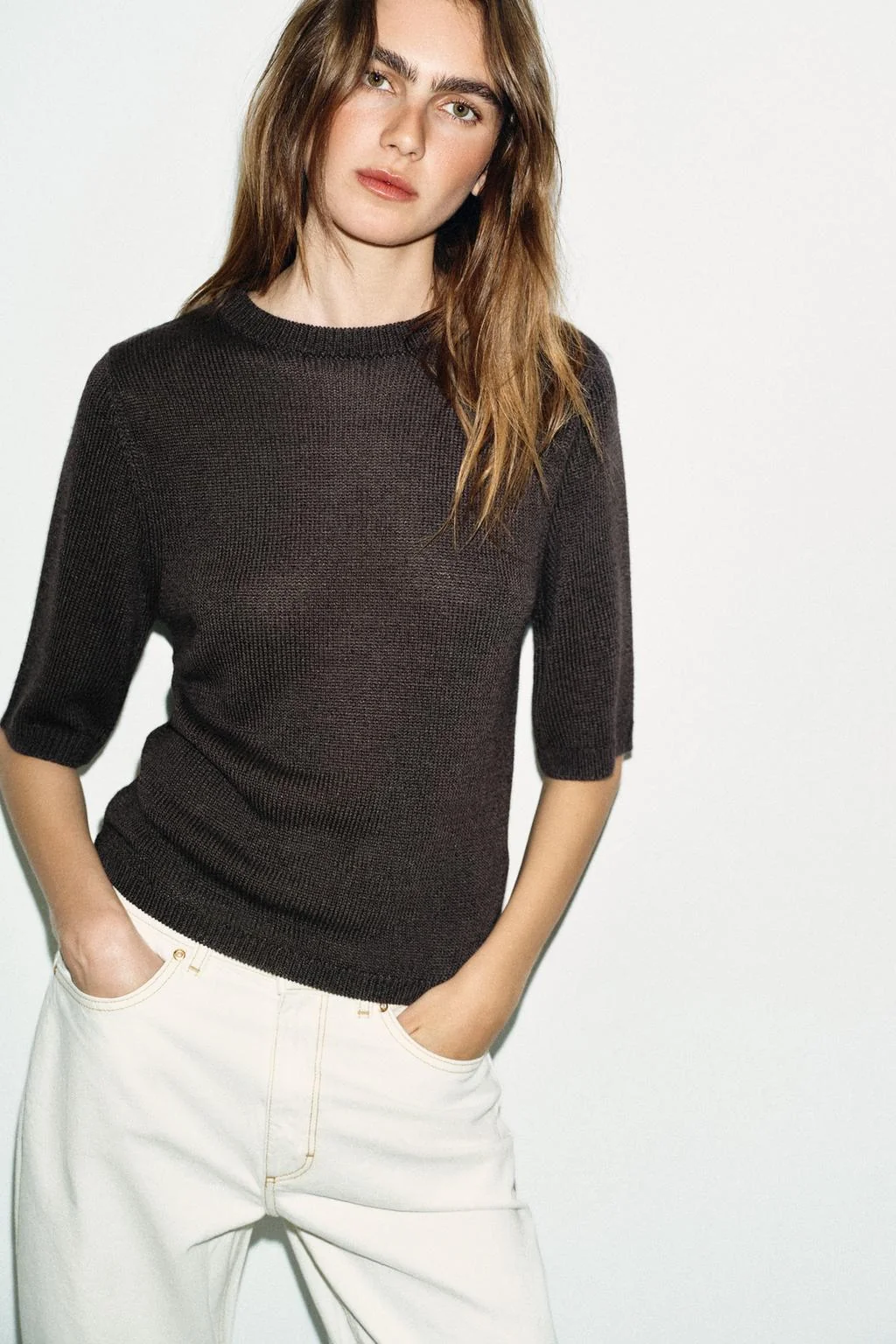 Вязаный джемпер с коротким рукавом — Кардиганы | Джемперы