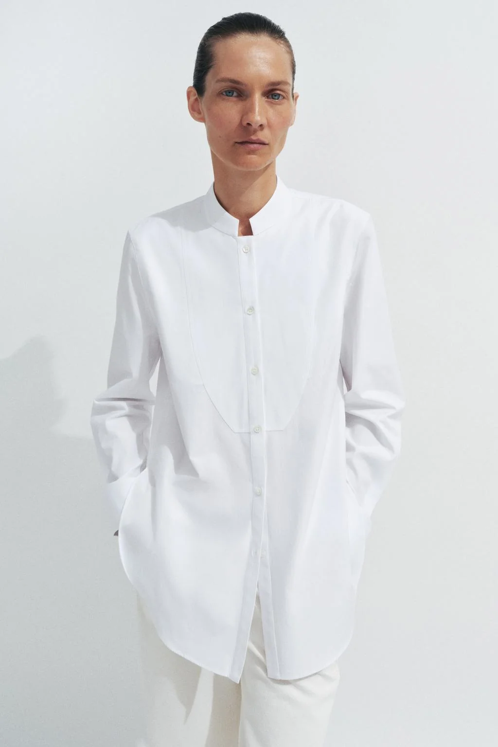 Поплиновая рубашка с деталью нагрудника коллекции ZW