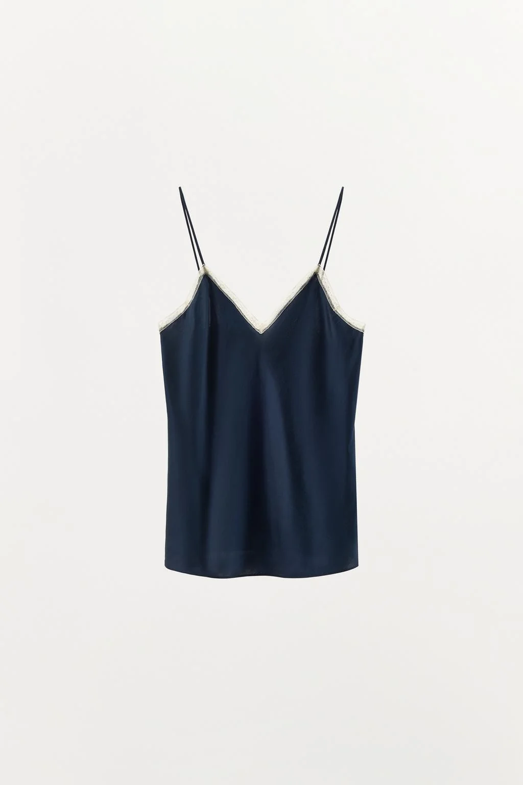 Топ-камизолька из 100% шелка с кружевной отделкой