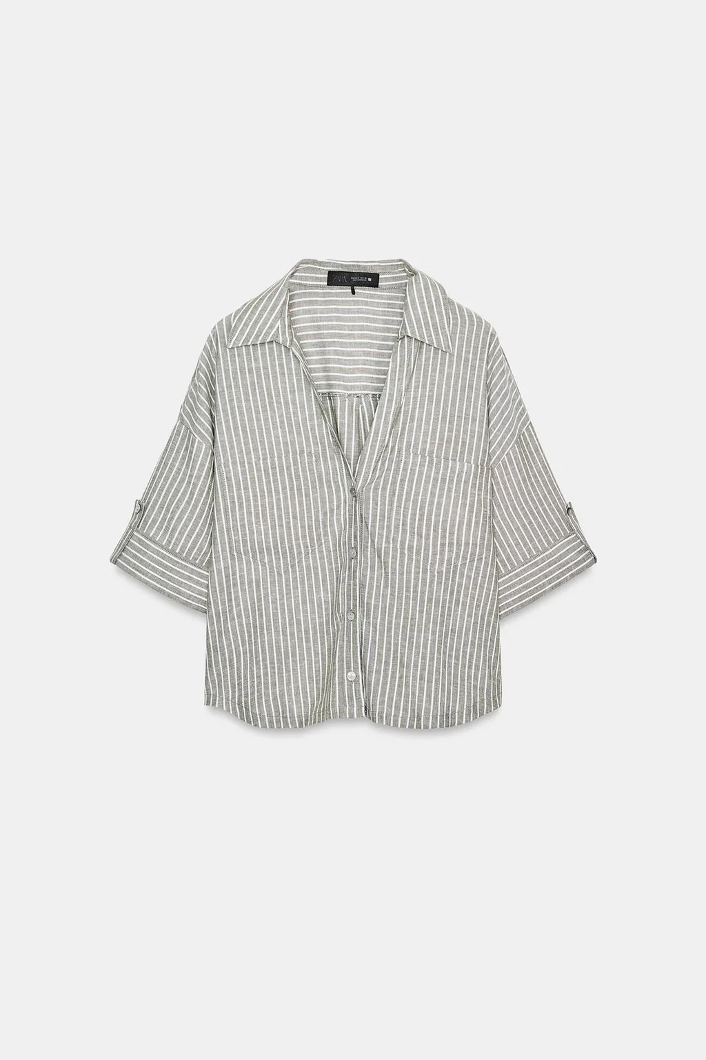 Рубашка из смеси льна в полоску