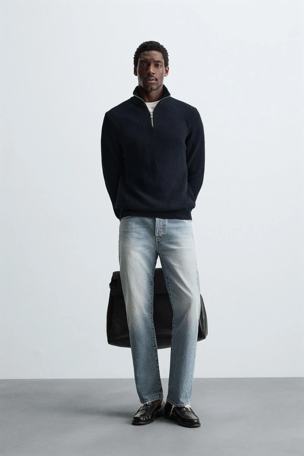 Свитер трикотажный с четвертью молнии