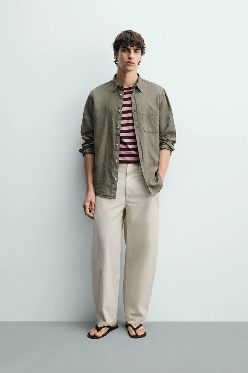 Рубашка regular fit из льна и хлопка — Лён и лён-микс