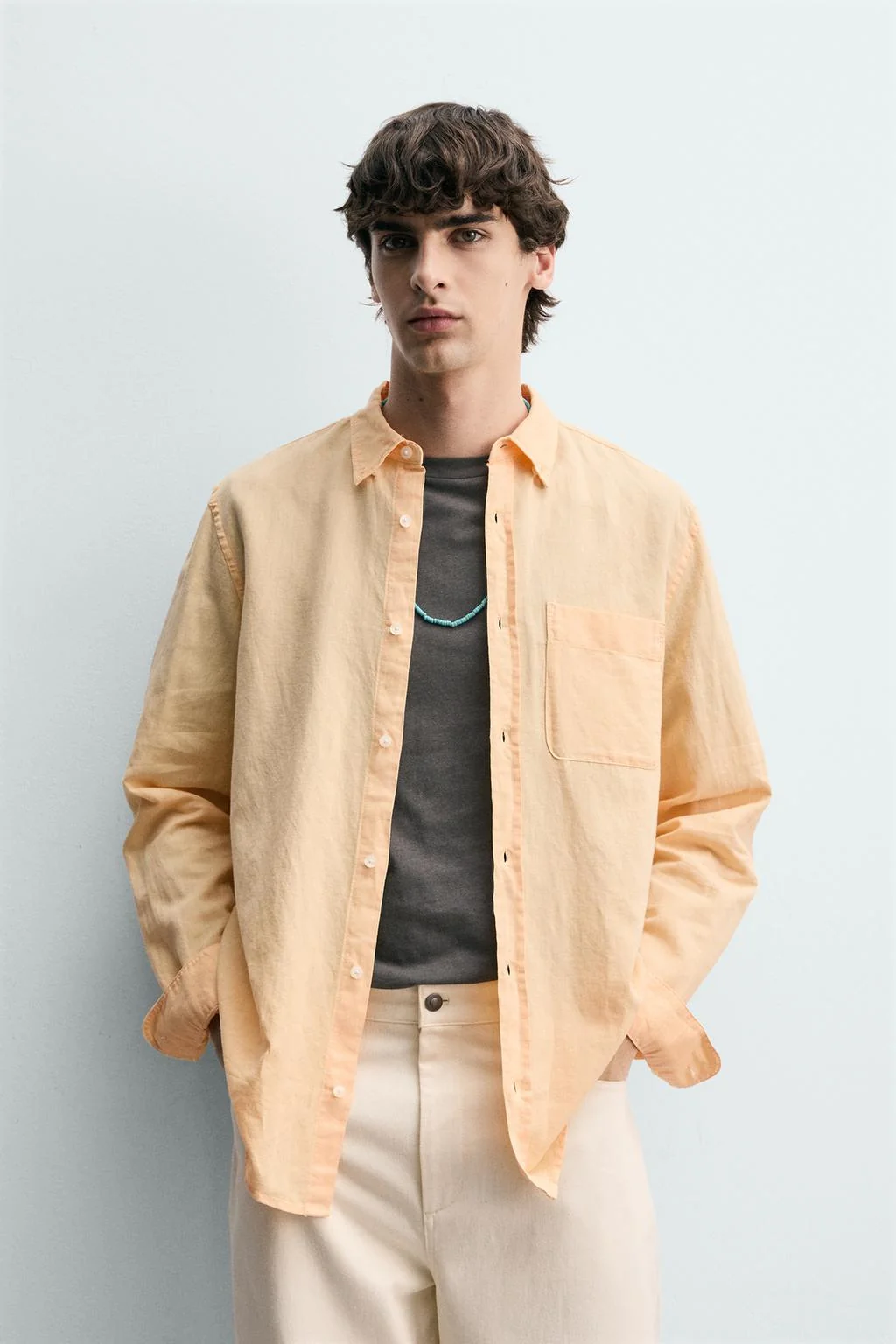 Рубашка regular fit из льна и хлопка