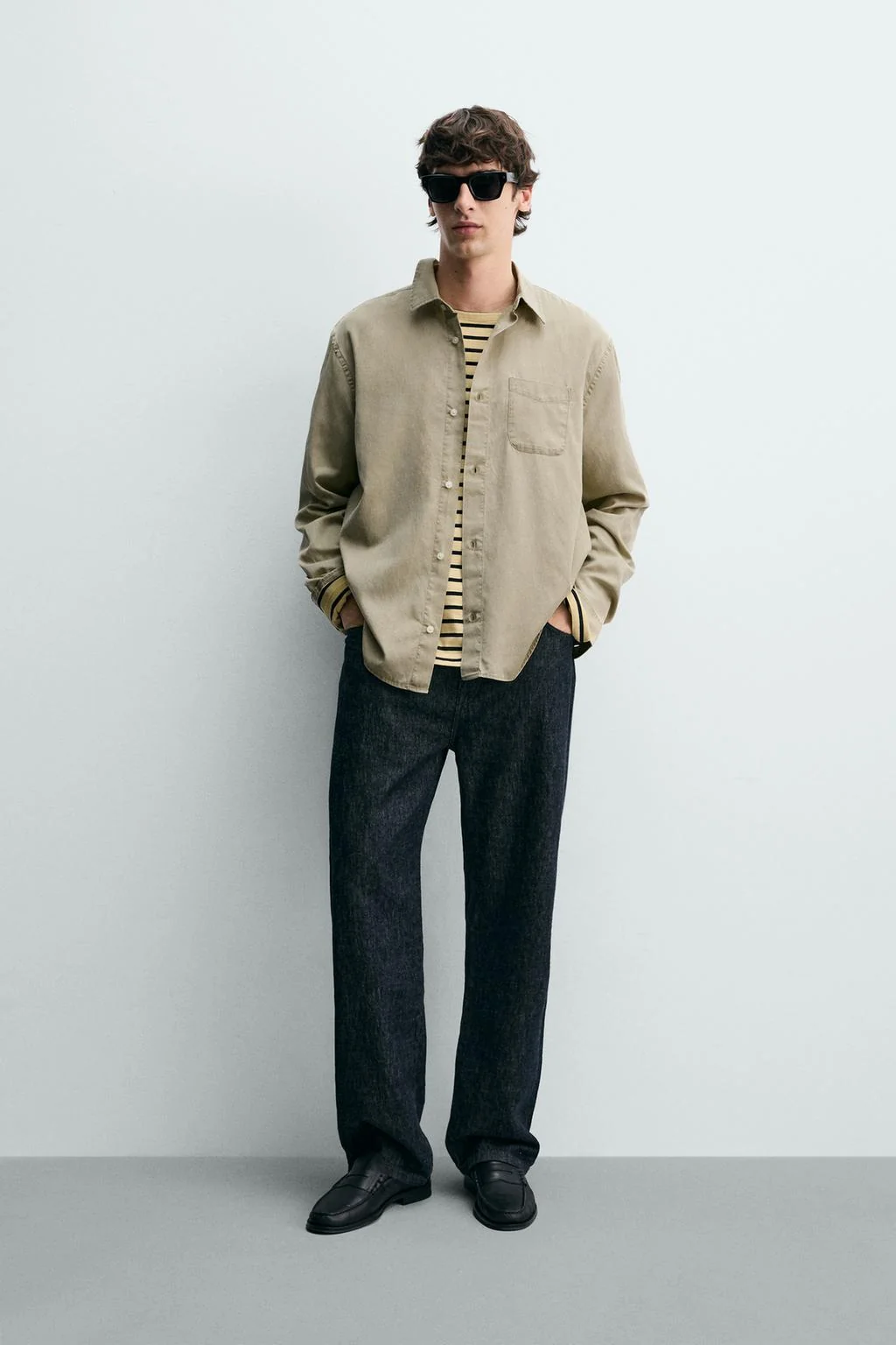 Рубашка regular fit из лиоцелла и хлопка — Однотонные