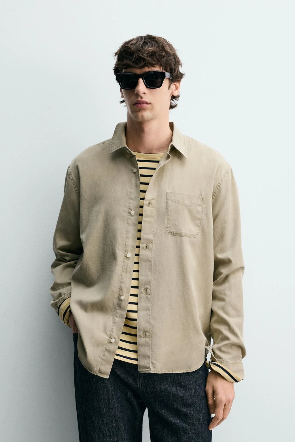Рубашка regular fit из лиоцелла и хлопка