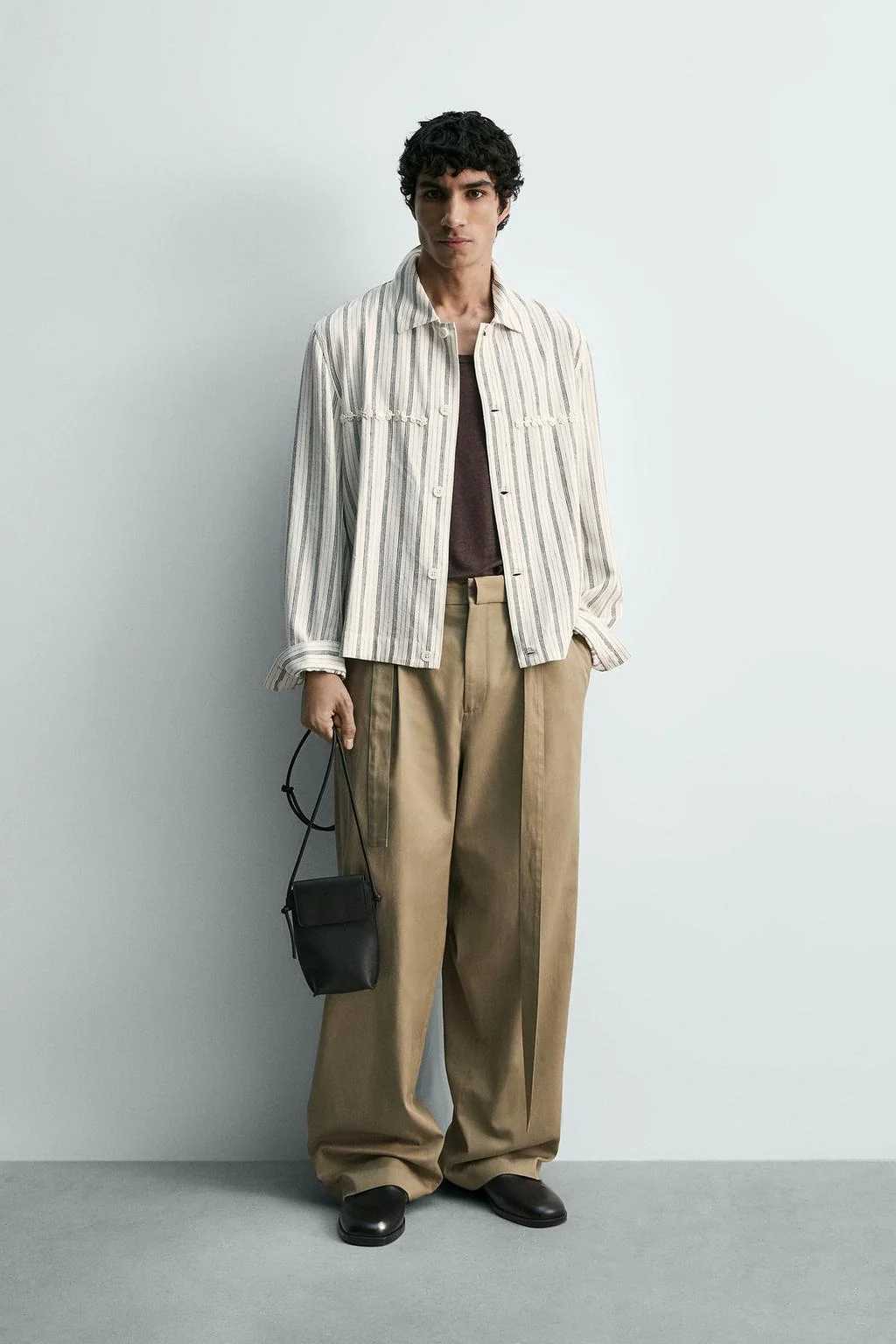 Вышитая рубашка-овершит с принтом в полоску — Пиджаки | жилеты