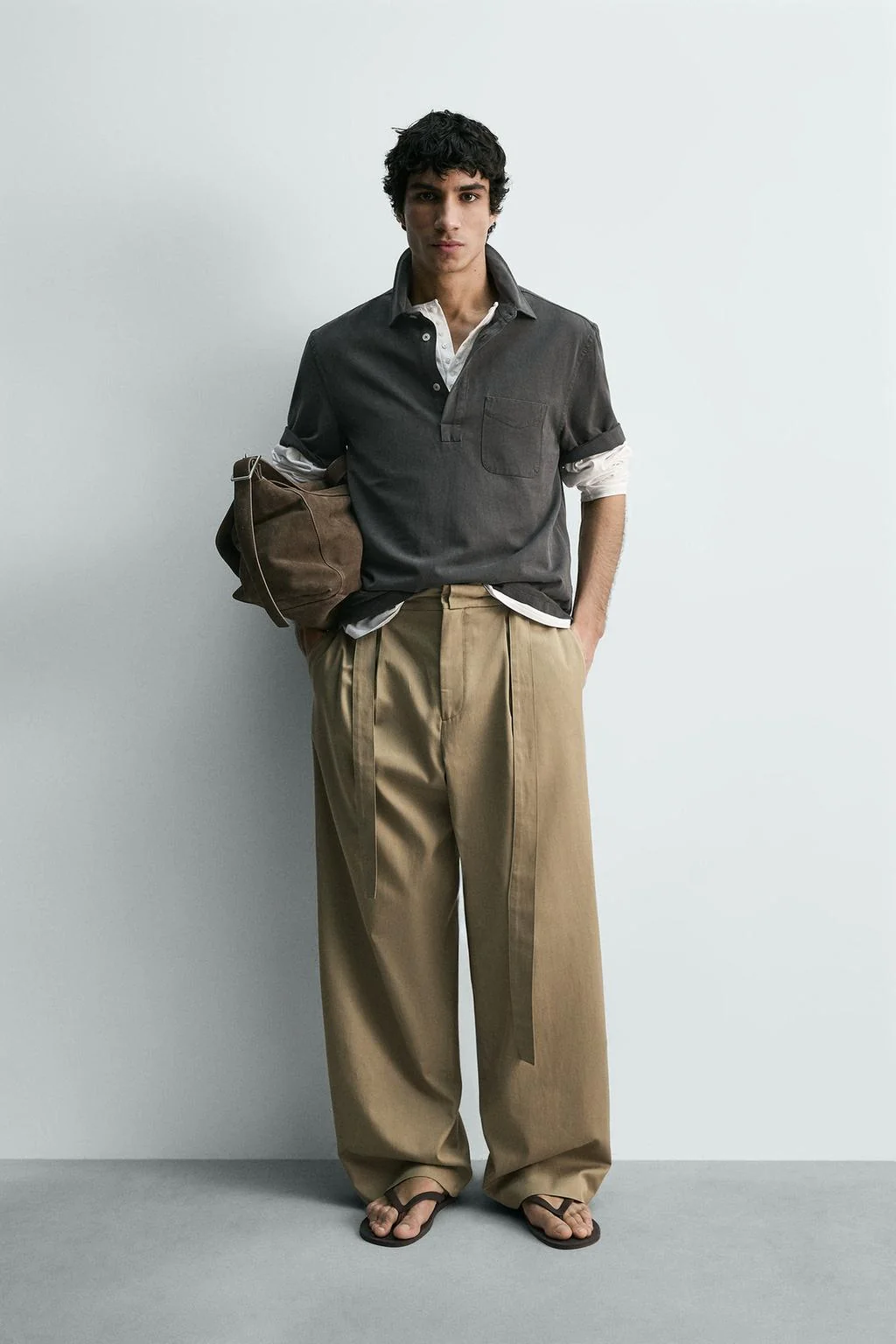 Поло из струящейся ткани — Однотонные