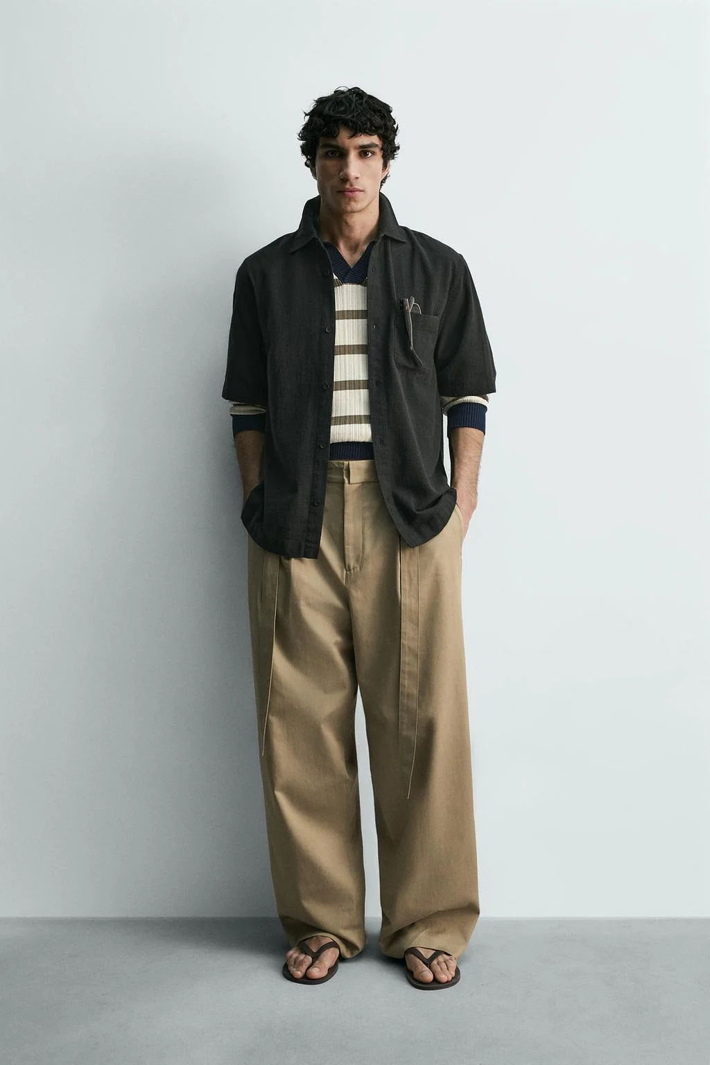 Рубашка с фактурной клеткой — С принтом