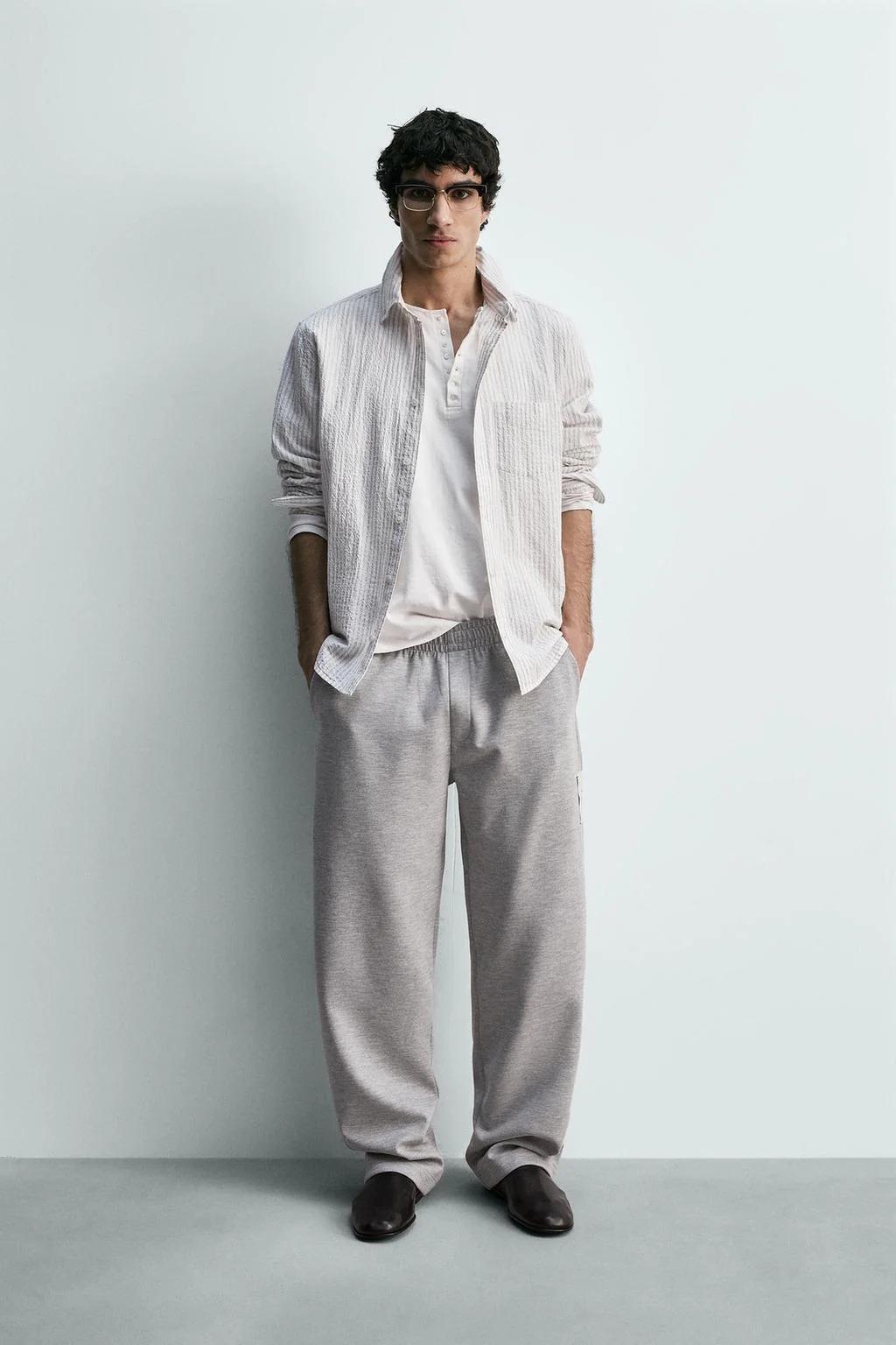 Рубашка в полоску с карманом — С принтом