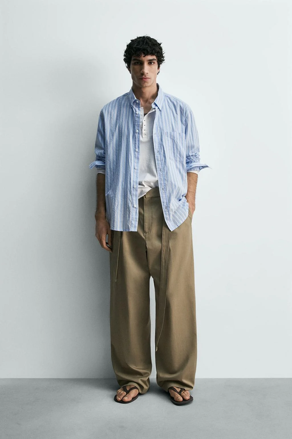 Рубашка в полоску с карманом — С принтом