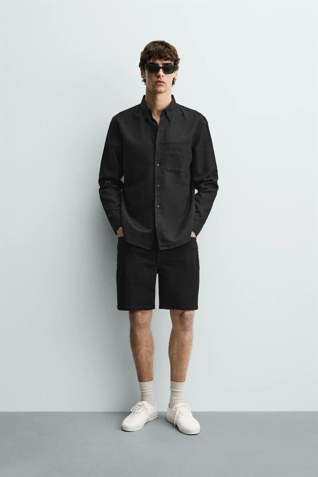 Рубашка из льна и хлопка обычного кроя