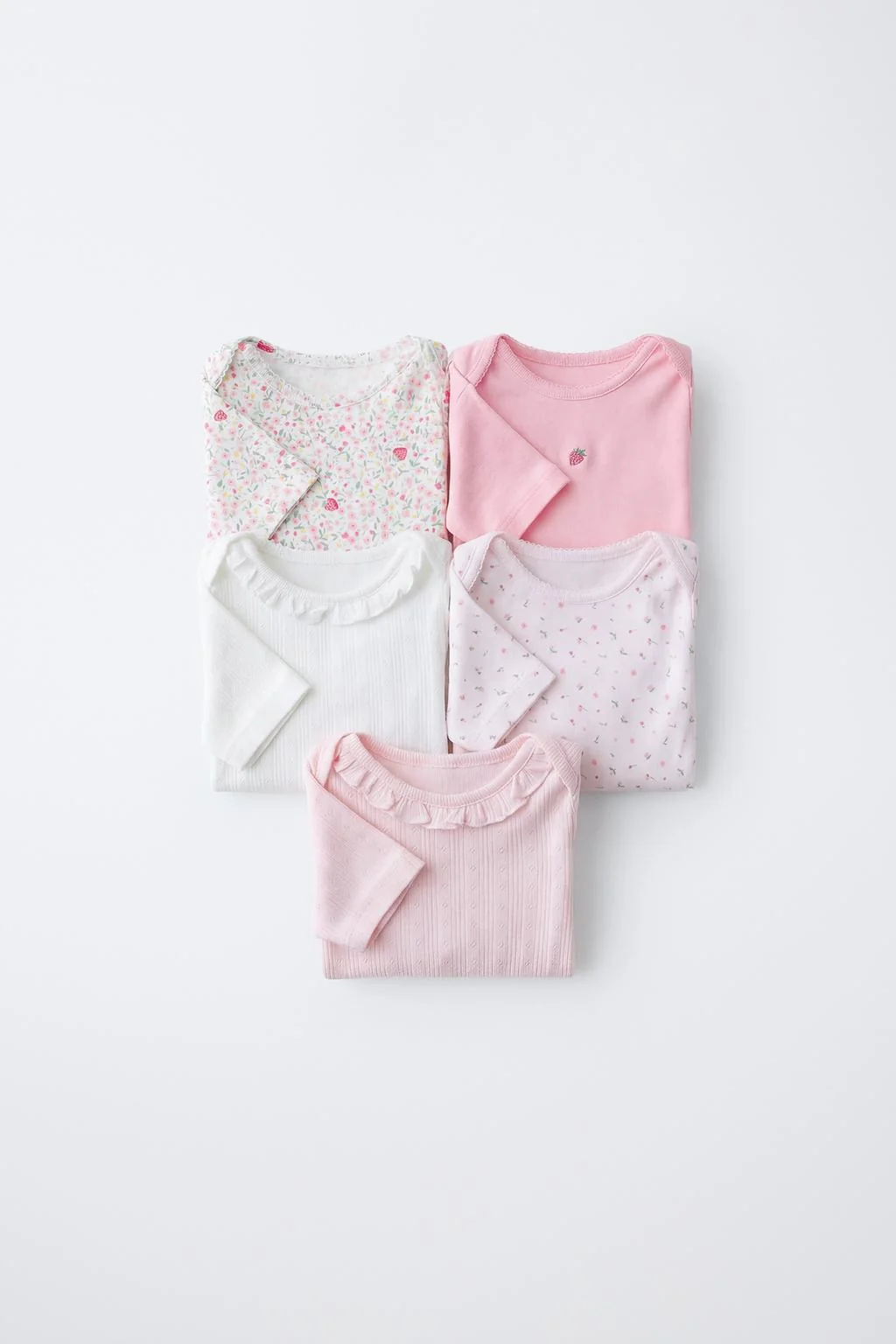 Комплект из 5 боди с коротким рукавом с принтом цветов и клубники — Нижнее белье | Боди