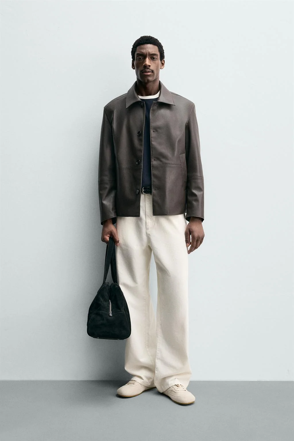 Верхняя рубашка из кожзама обычного кроя — Под кожу