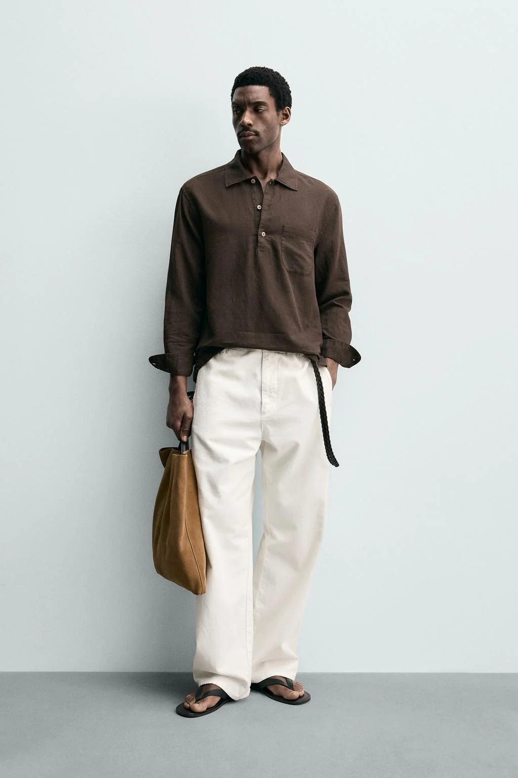 Поло из льна и хлопка