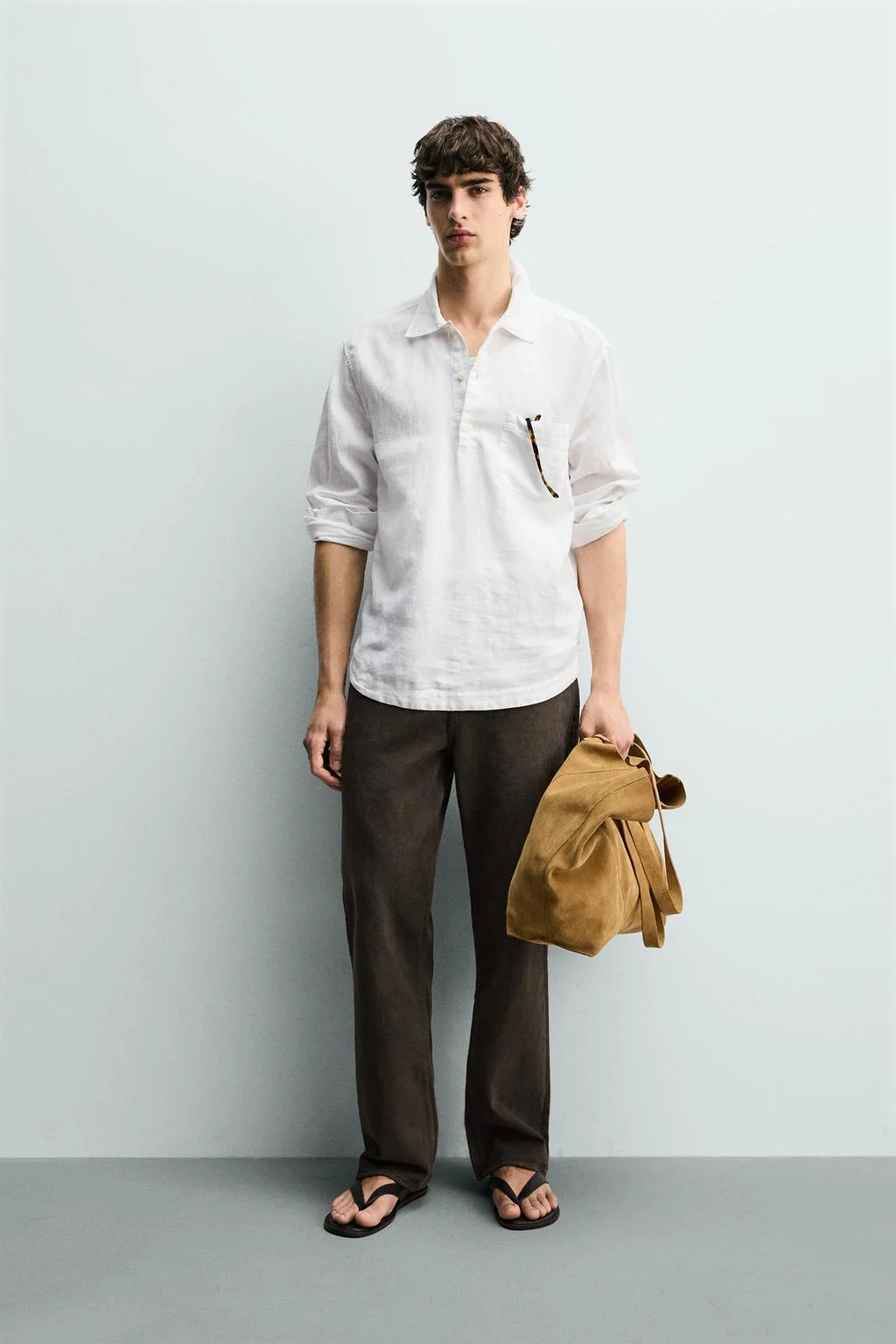 Поло из льна и хлопка