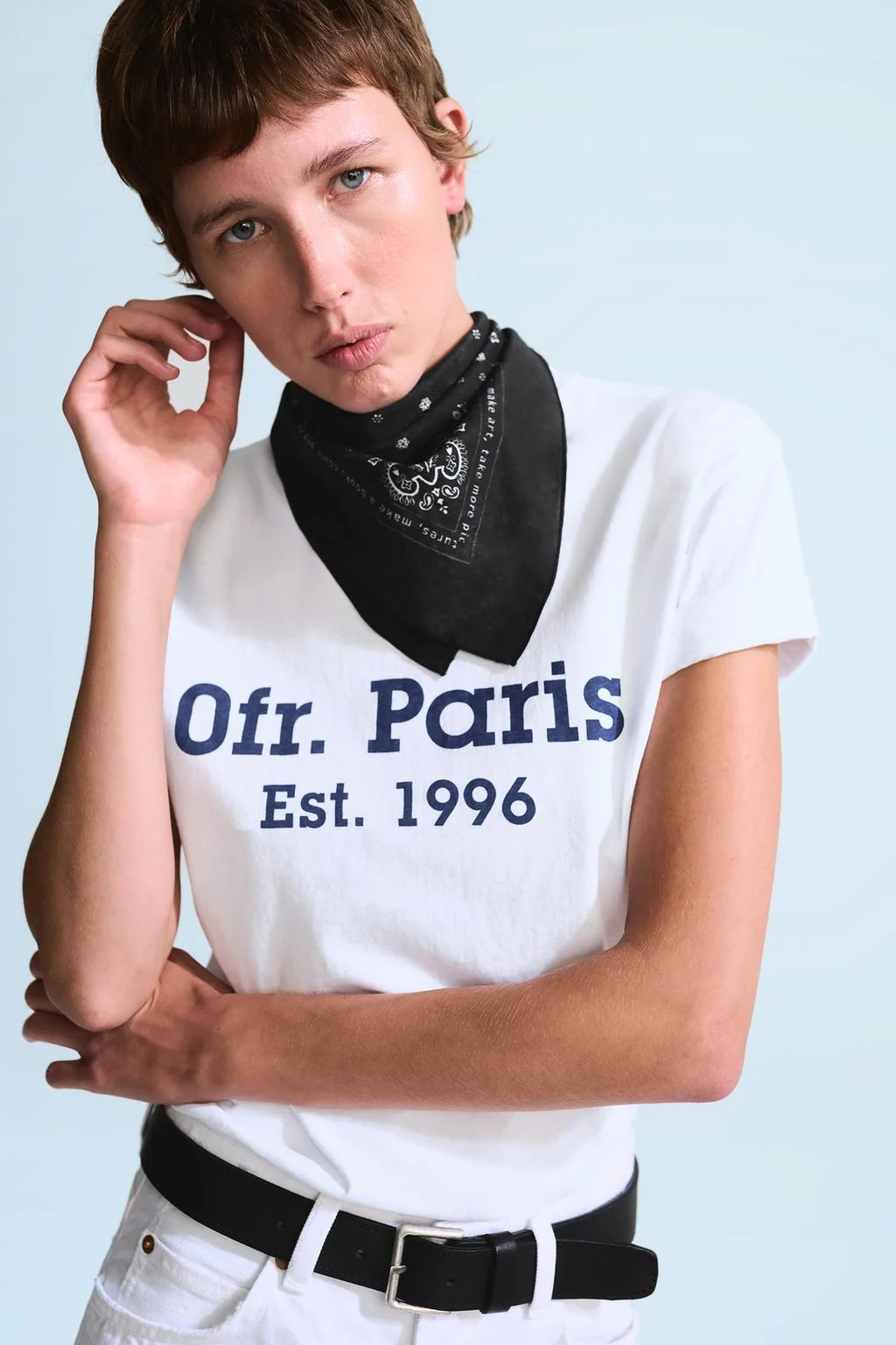 0FR. PARIS X ZARA футболка с коротким рукавом и контрастным слоганом