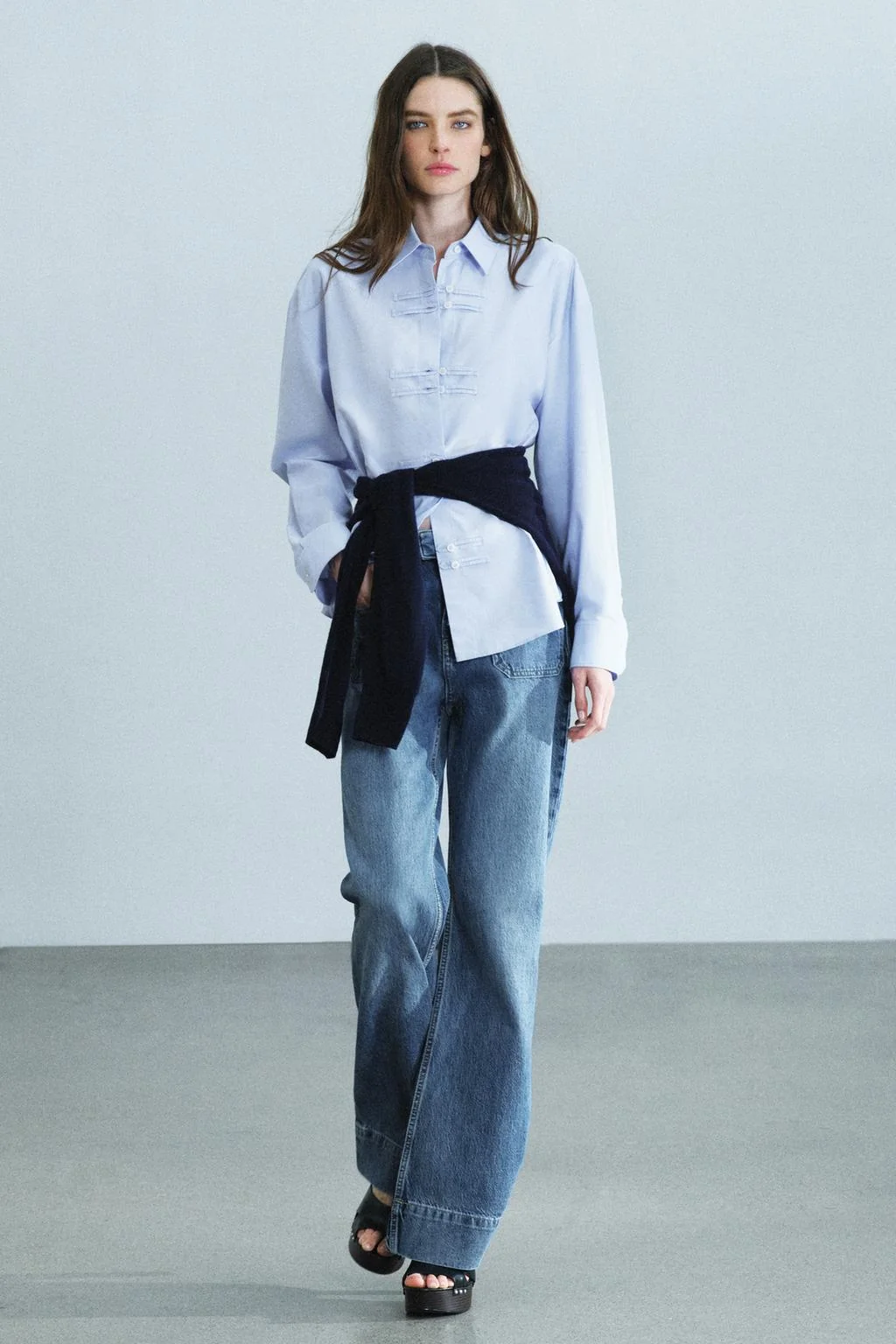 ZW COLLECTION рубашка-оксфорд с застежкой-петлей
