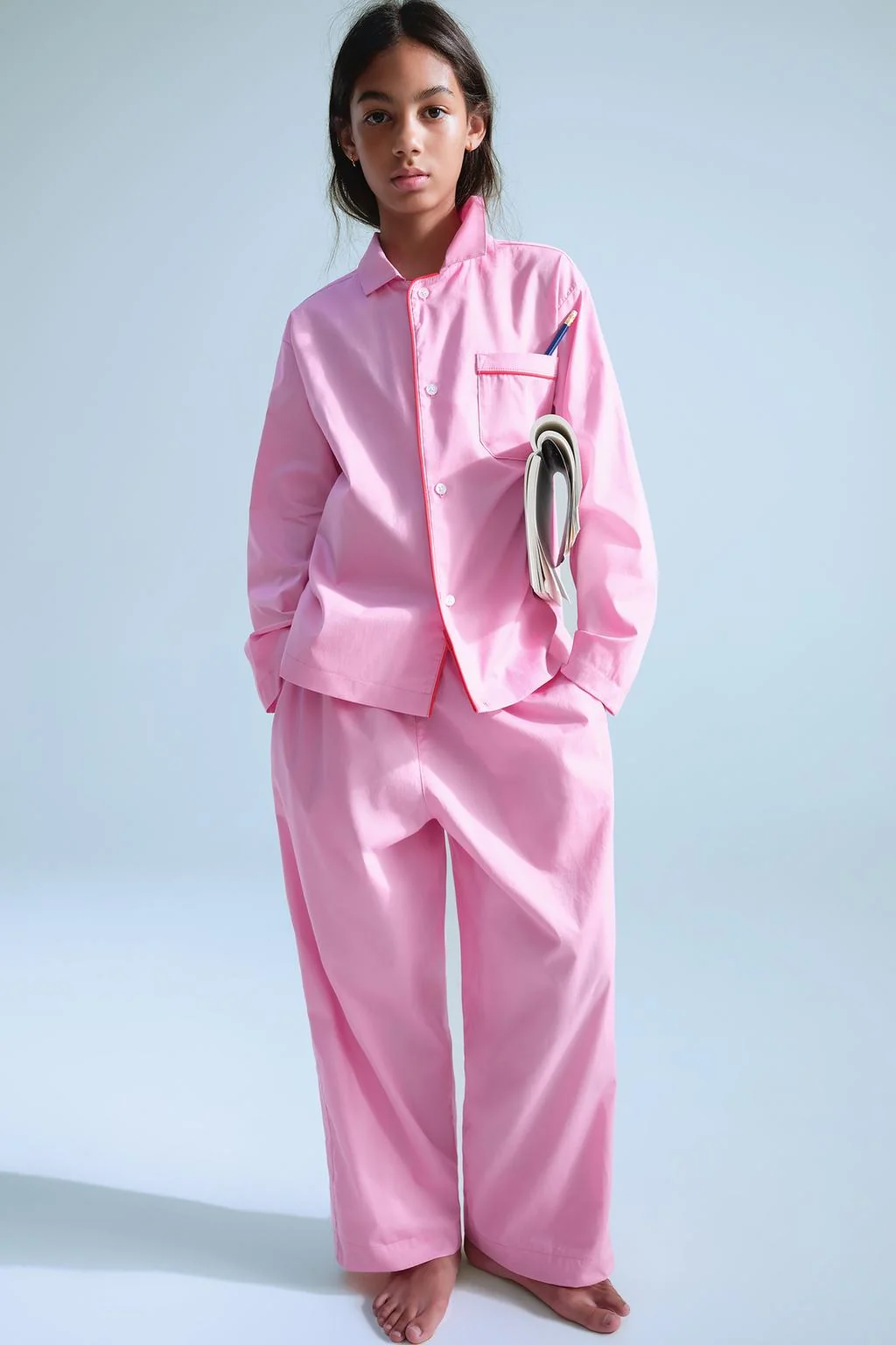 6-14 years / контрастная пижамная рубашка с кантом 0FR. Paris x ZARA
