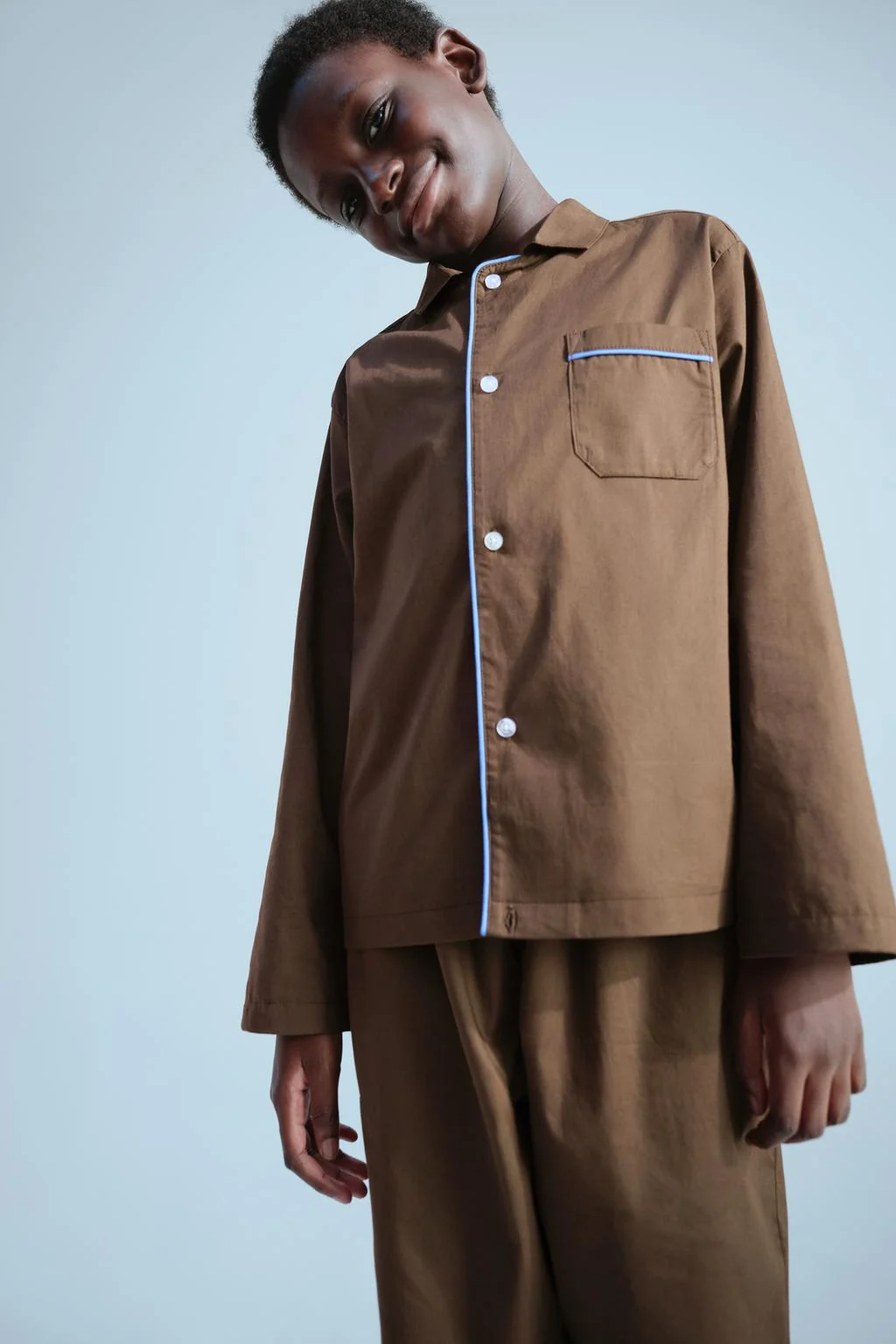 6-14 years / контрастная пижамная рубашка с кантом 0FR. Paris x ZARA