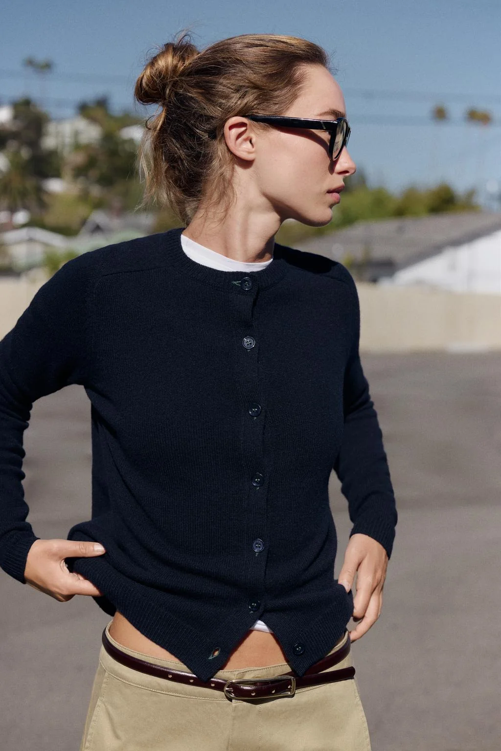 100% WOOL PLAIN KNIT CARDIGAN -> Кардиган из 100% шерсти, гладкой вязки
