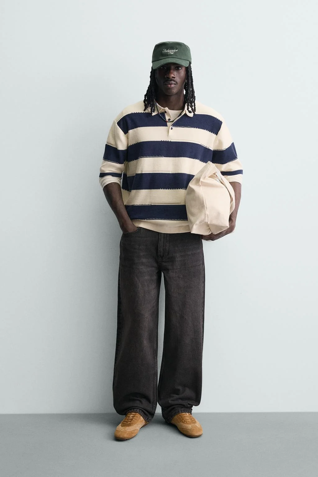 Поло из трикотажа с неровными полосками — Принтованные