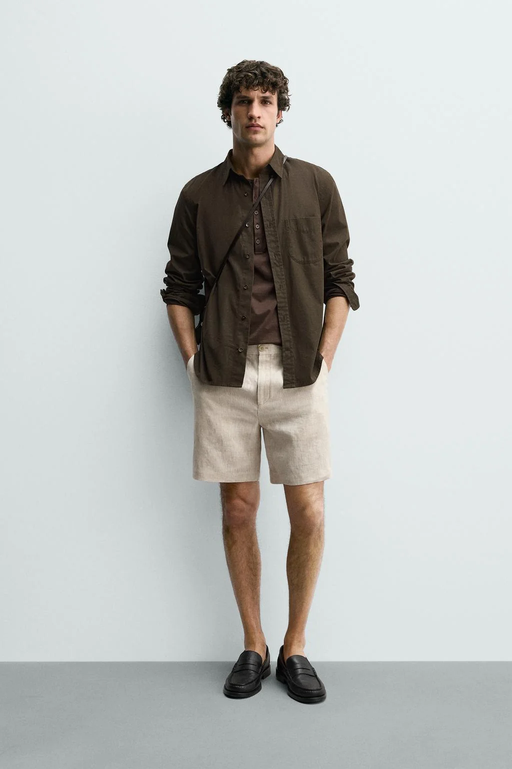 Шорты-бермуды из 100% льна обычного кроя