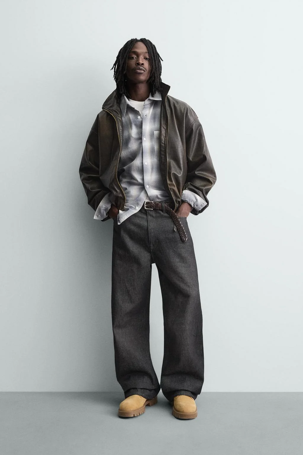 Куртка с эффектом кожи с эффектом потёртости — Под кожу