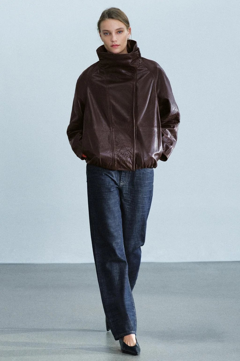 ZW COLLECTION 100% LEATHER куртка со стоячим воротником