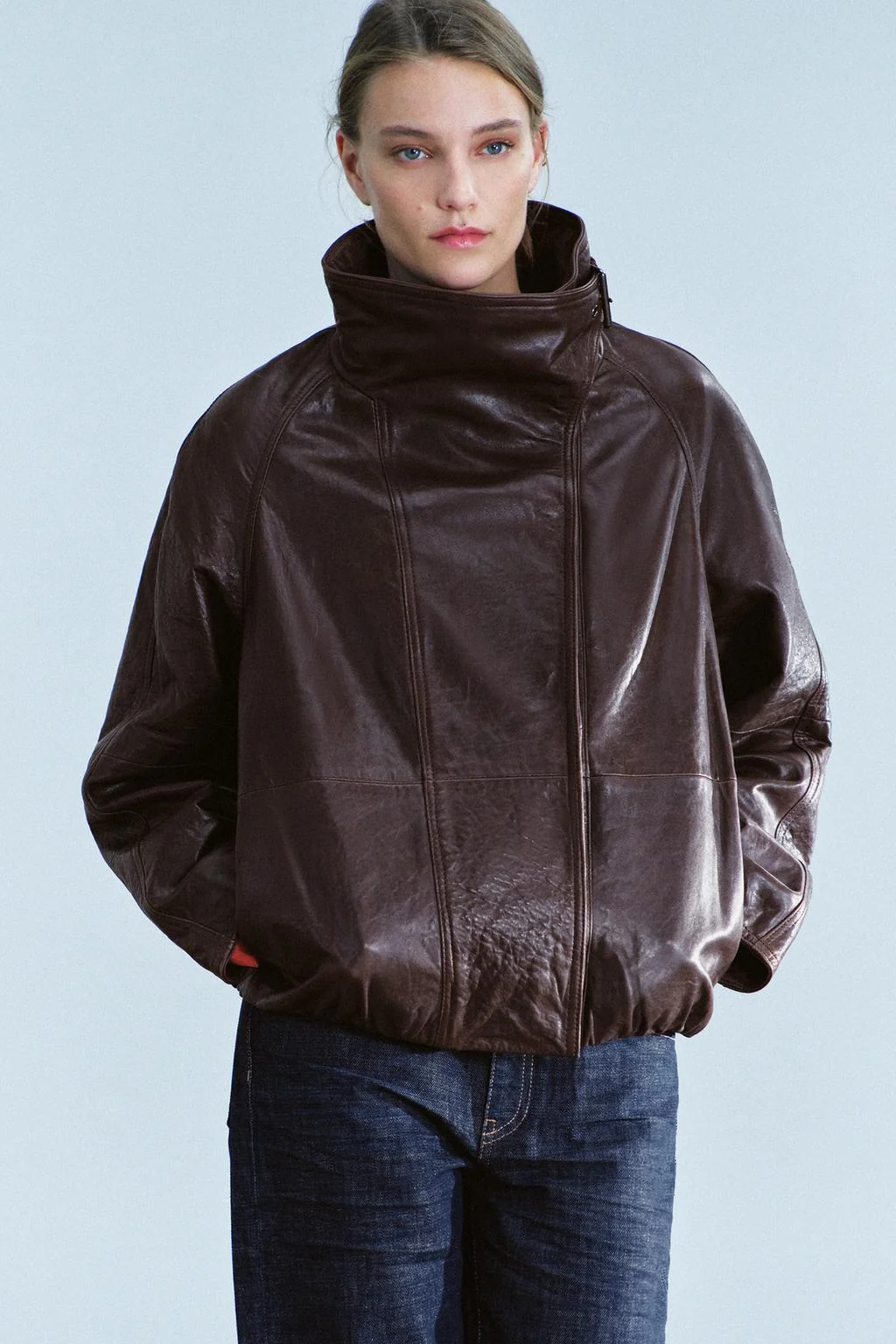 ZW COLLECTION 100% LEATHER куртка со стоячим воротником