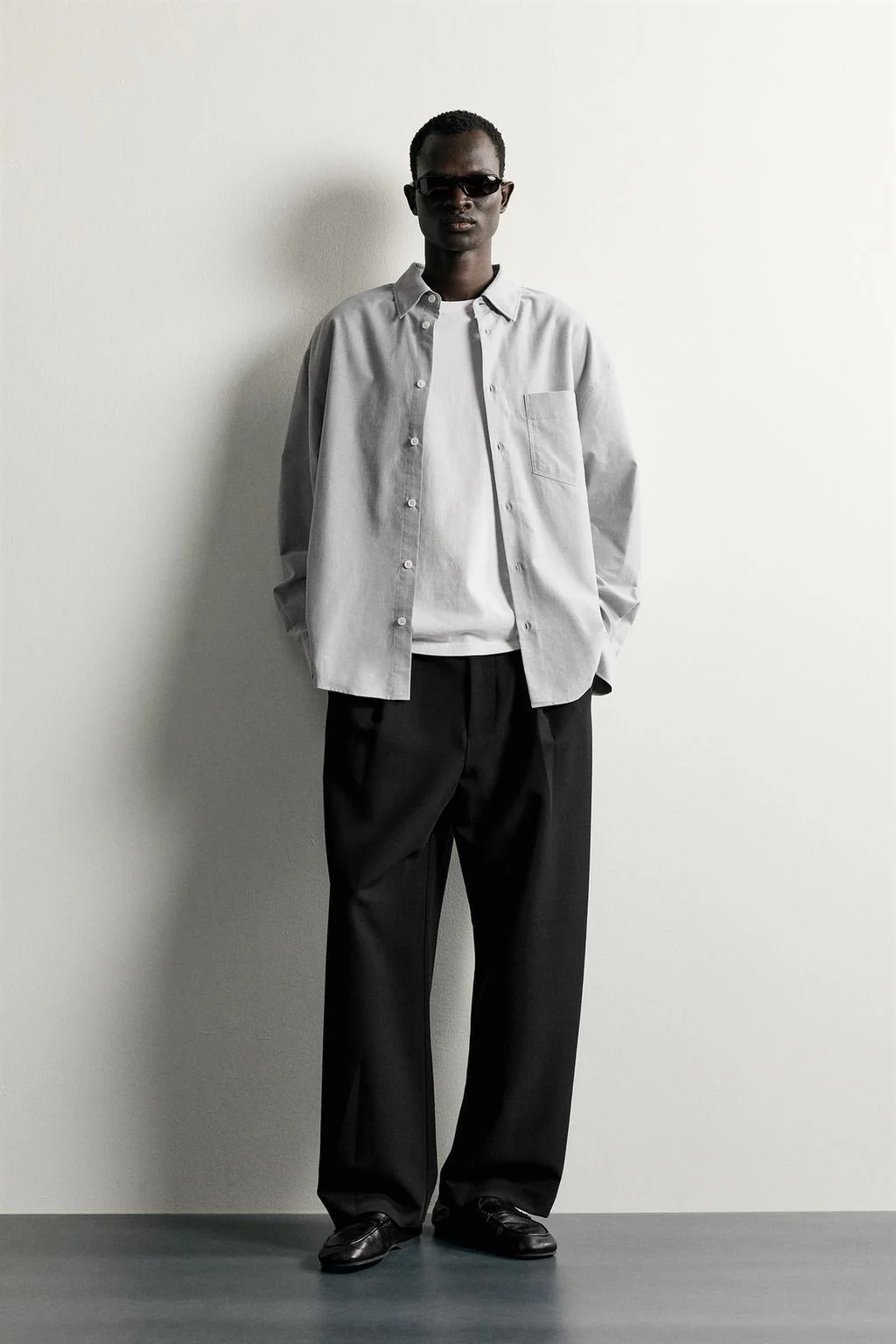 Рубашка oversize с карманом