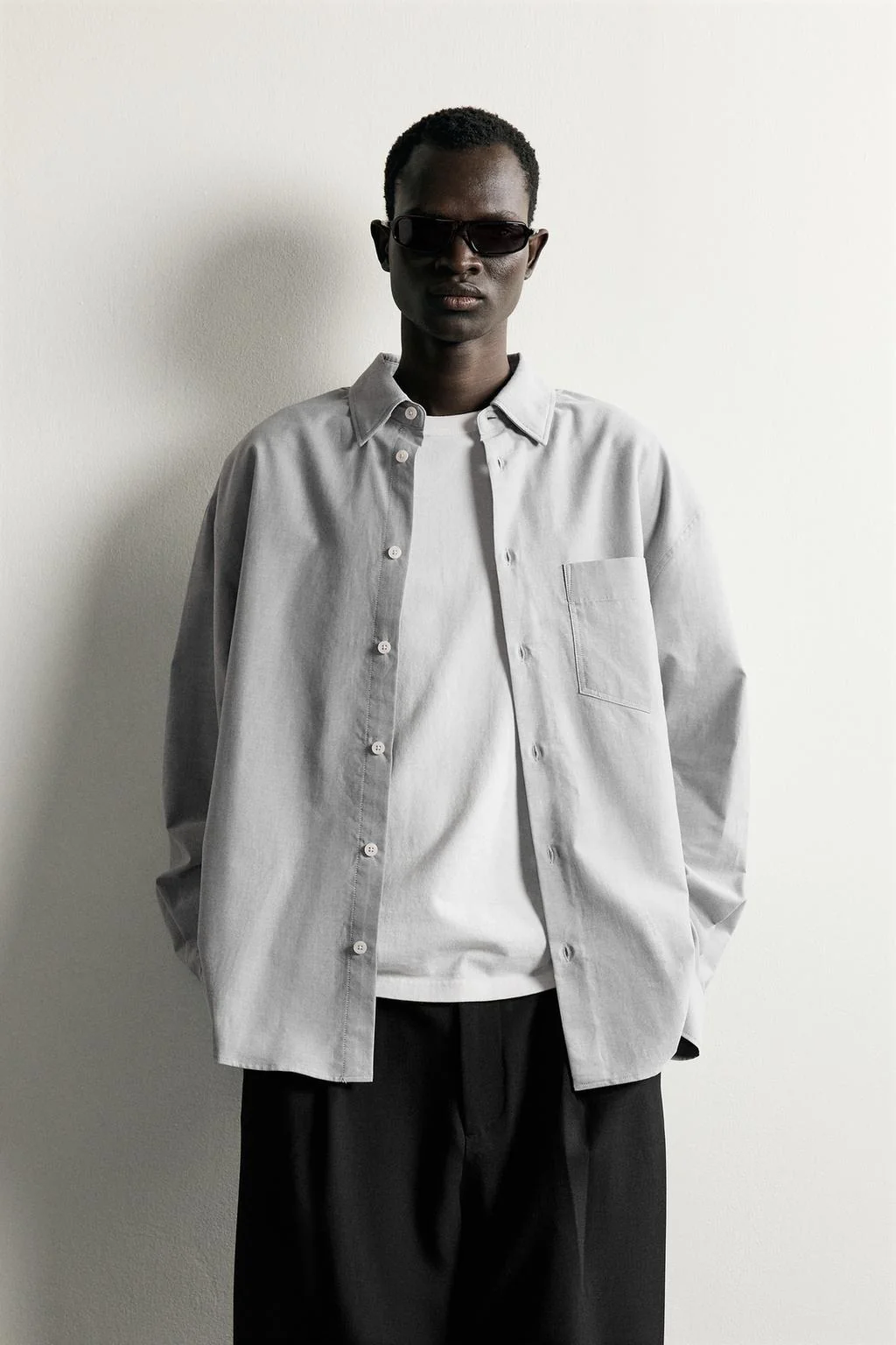 Рубашка oversize с карманом