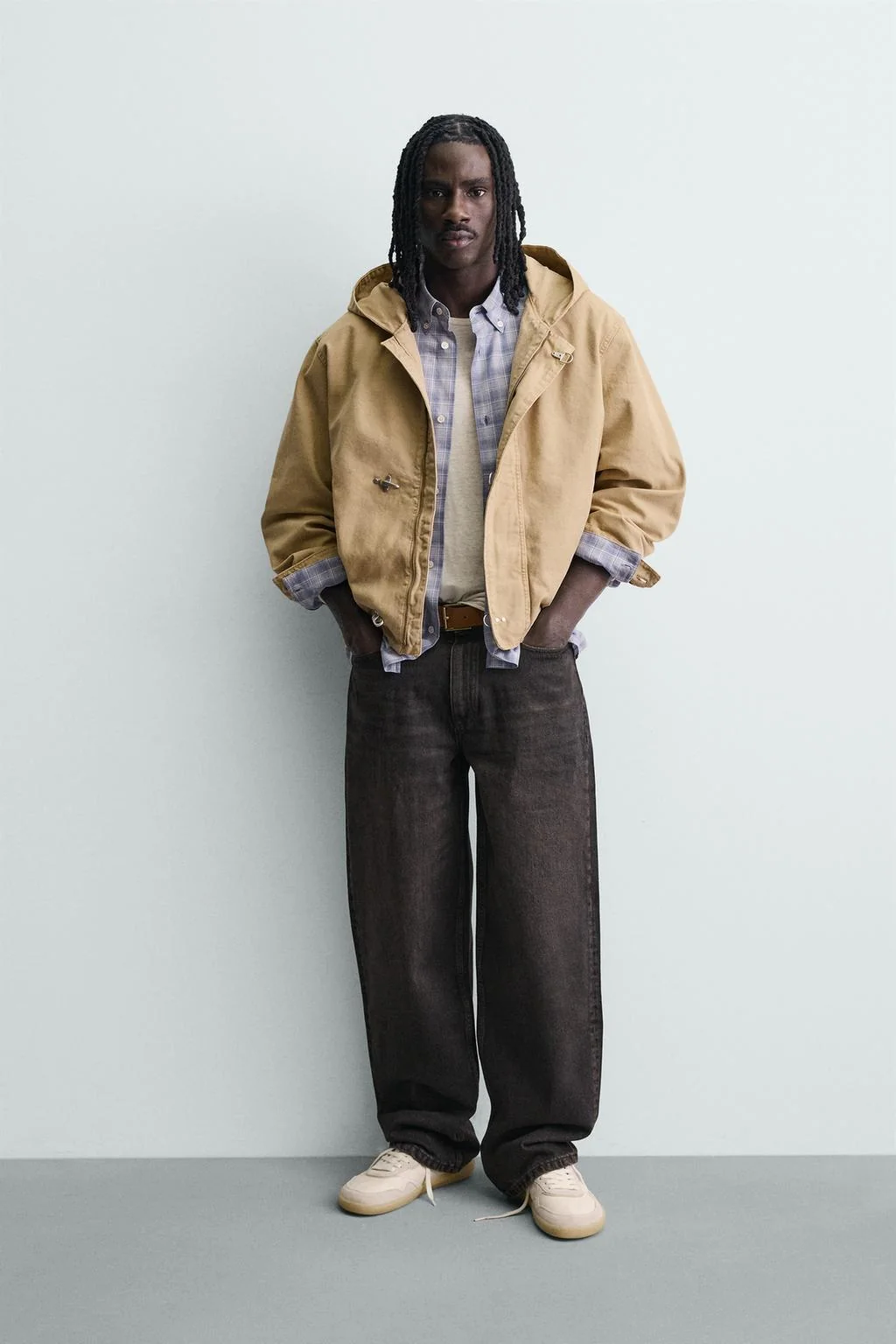 Куртка-худи свободного кроя с пожарным крючком — Пряжки