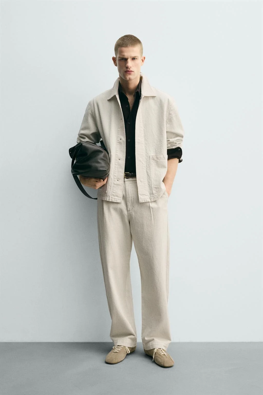 Верхняя рубашка полосатая рубчатая — Деним