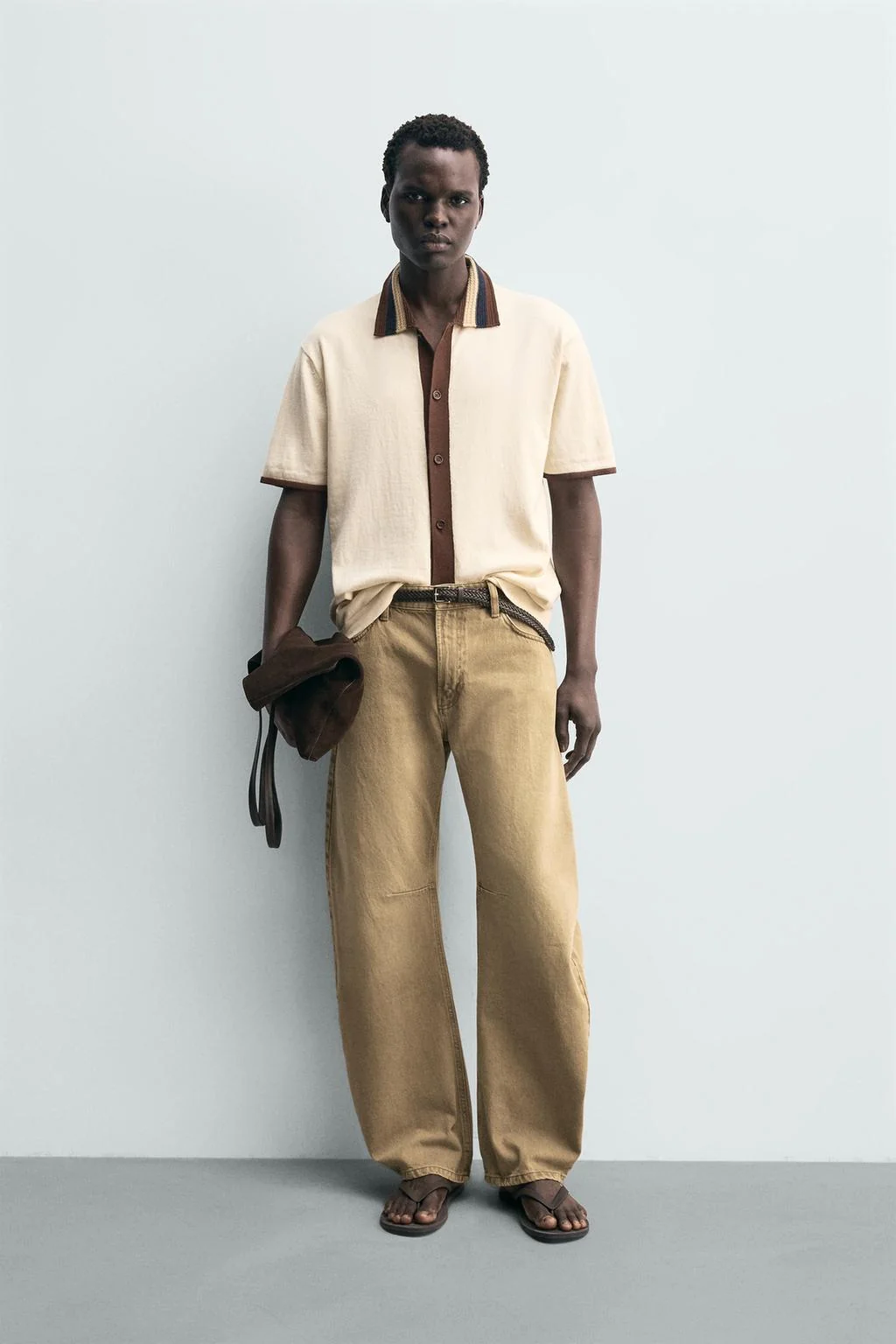 Рубашка с контрастной вязкой