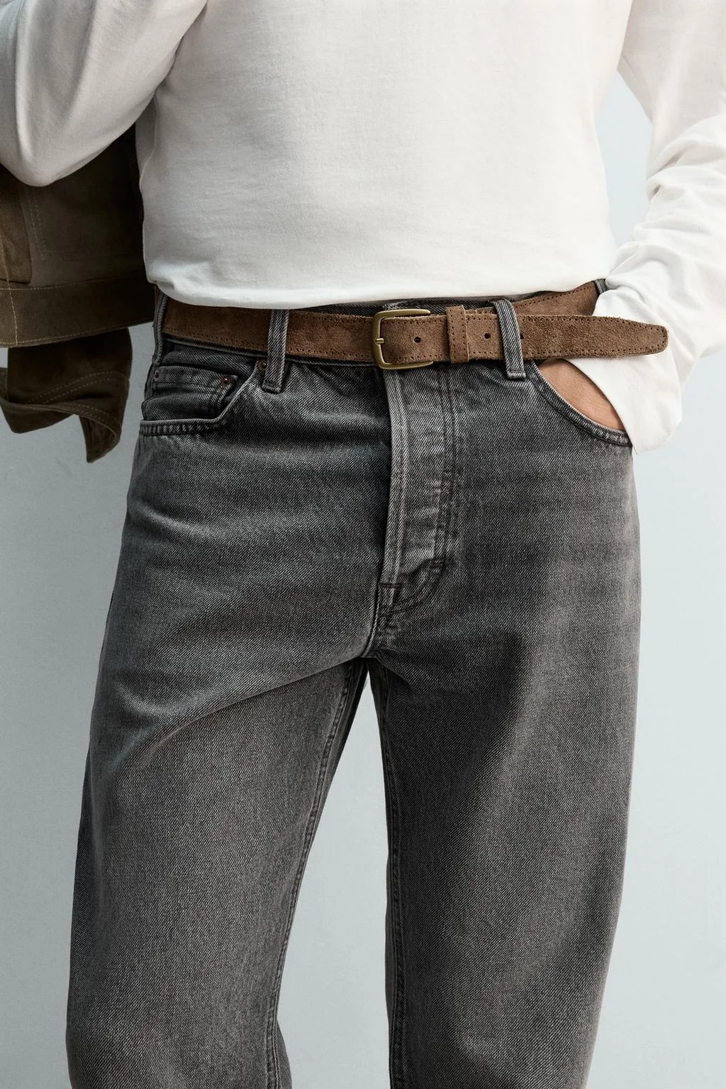 Раздельный ремень из замши