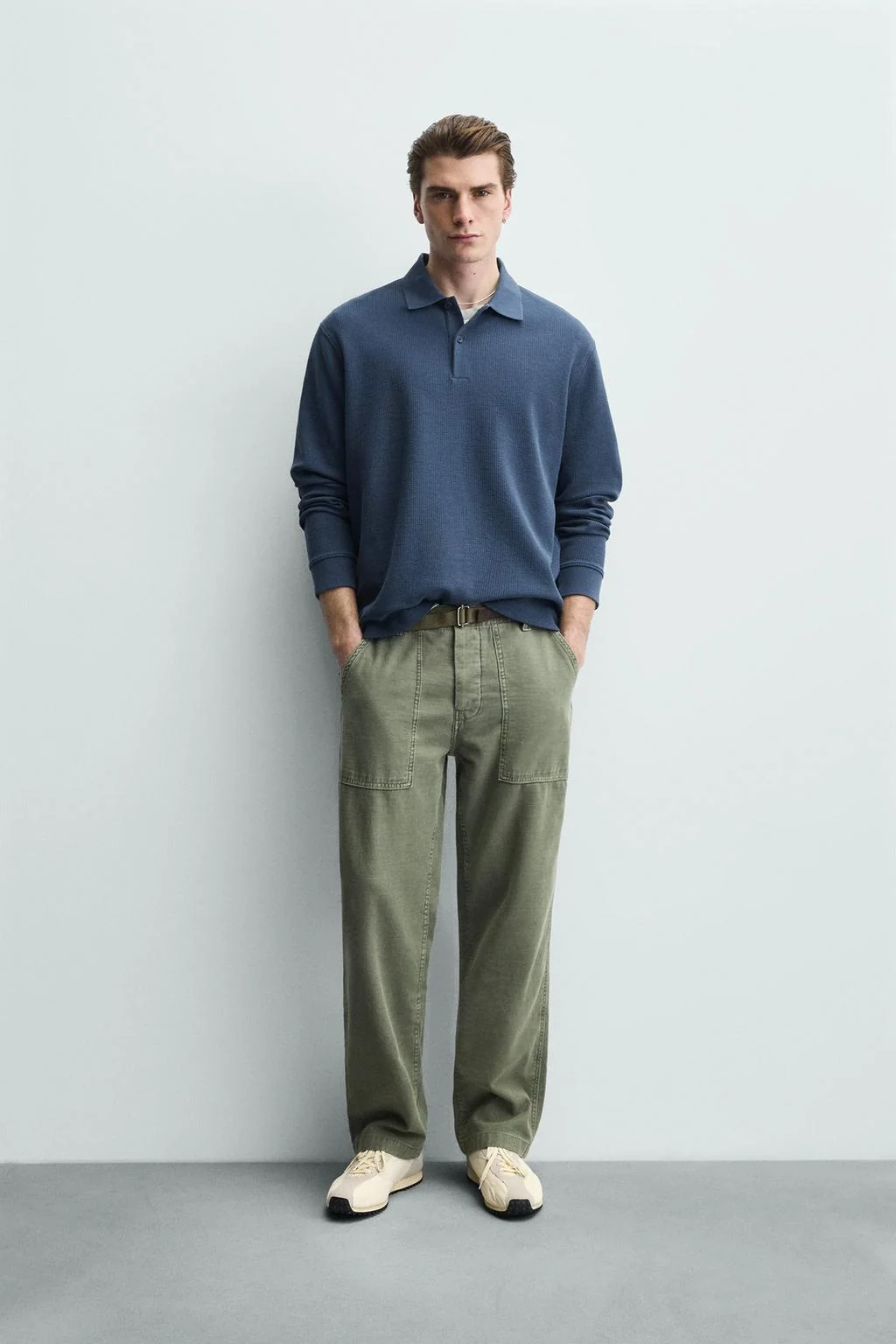 Полосатая текстурированная футболка поло