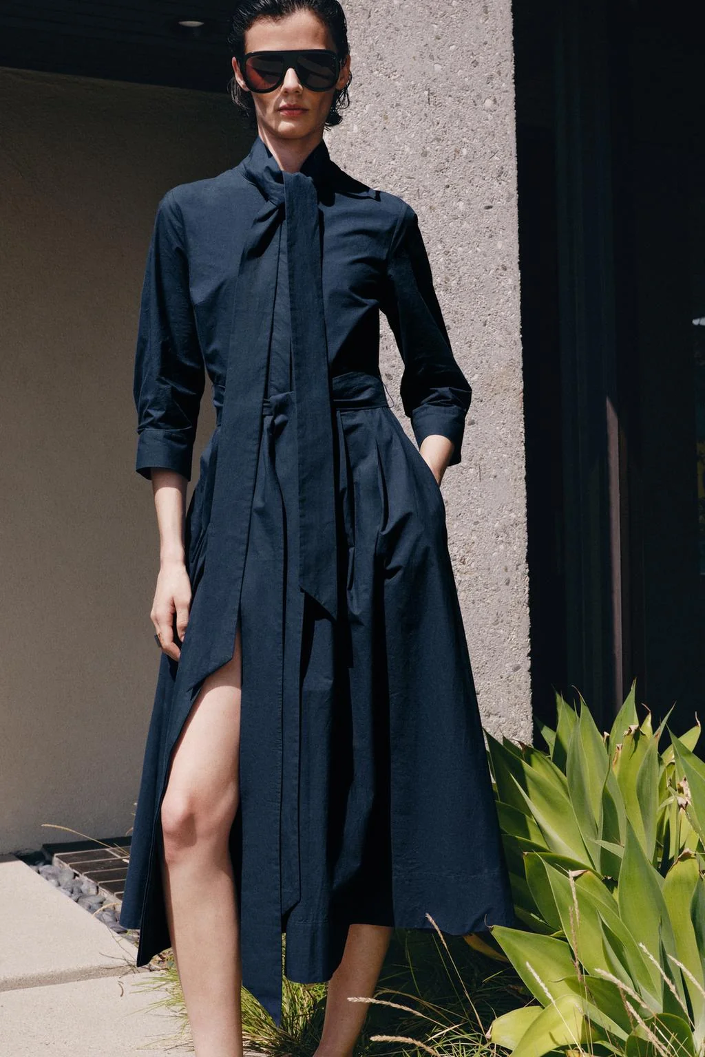 Платье из пике ZW COLLECTION с завязками — Миди и макси