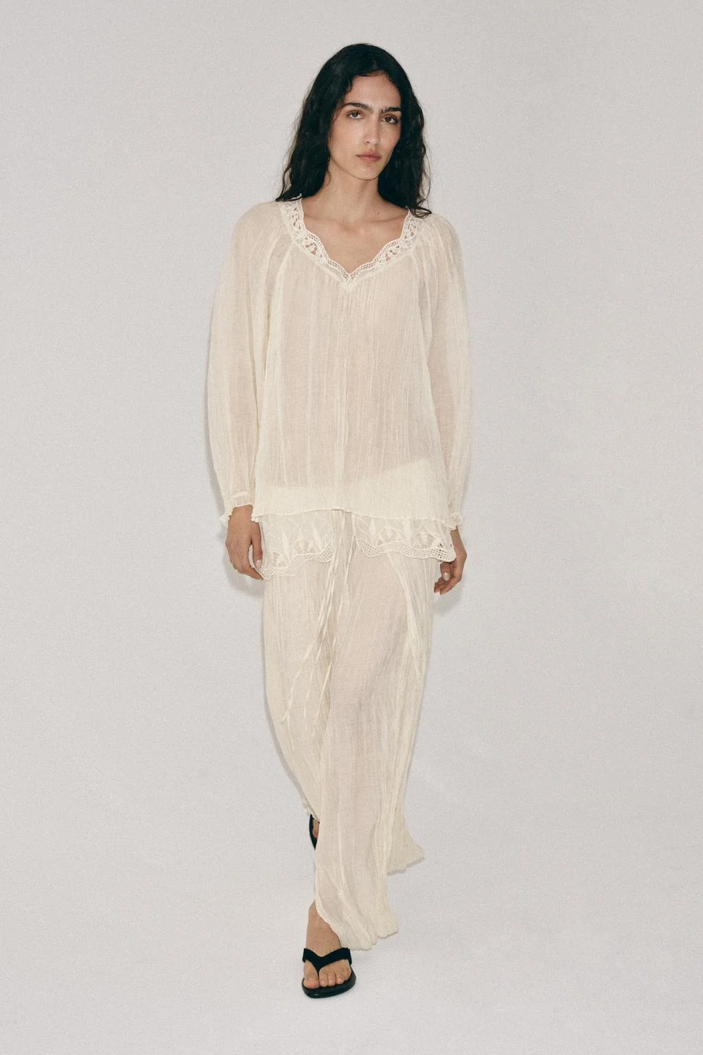 Вышитая сморщенная блуза ZW COLLECTION — Рубашки