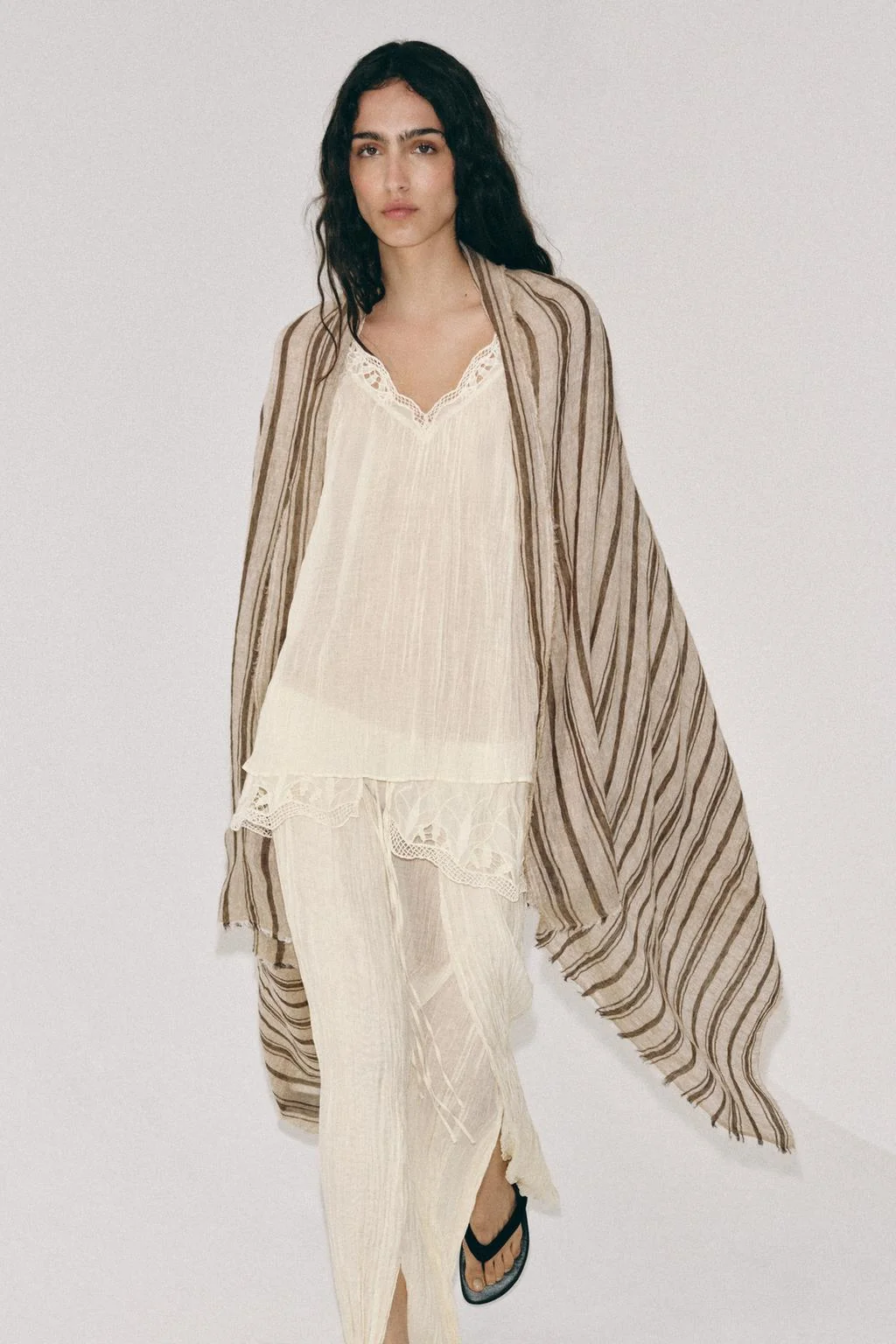 Полосатый шарф из 100% льна — ТРЕНДЫ