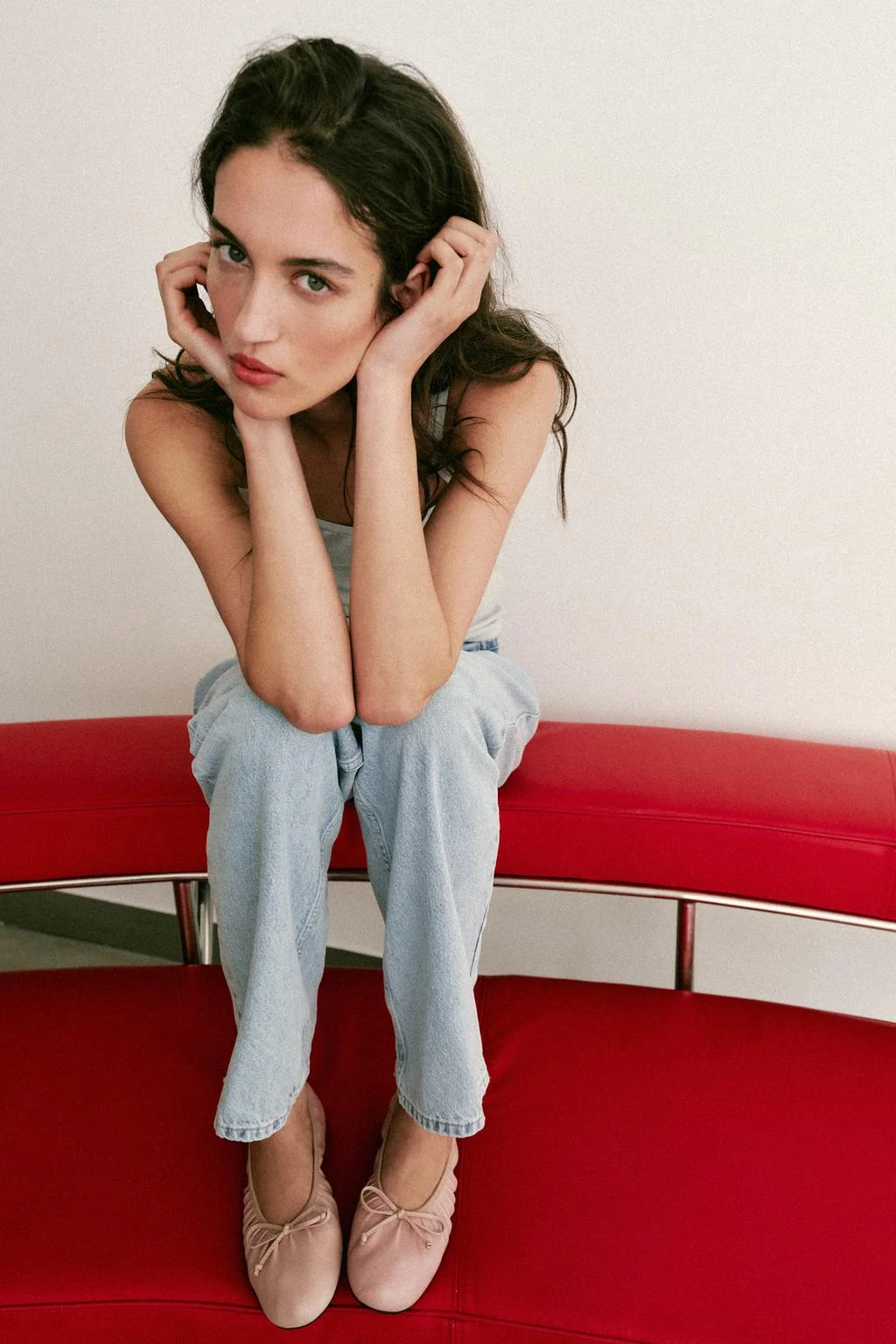 Балетки из сборной кожи