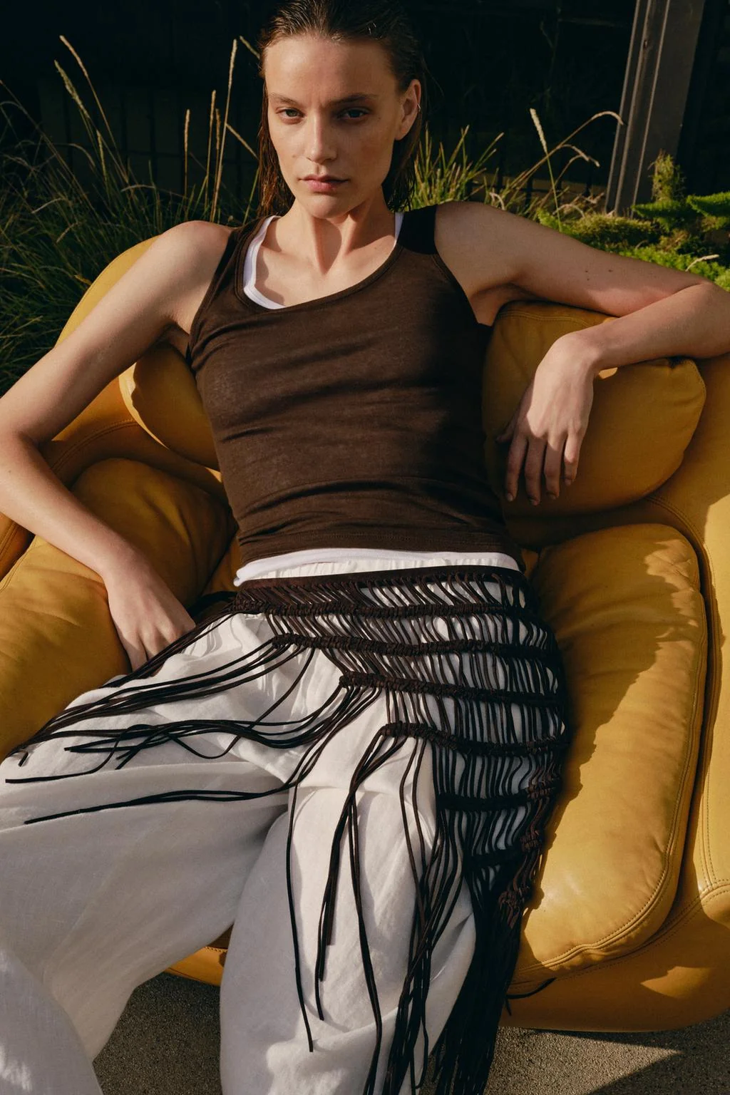 100% кожаный вязаный пояс с бахромой — Ремни